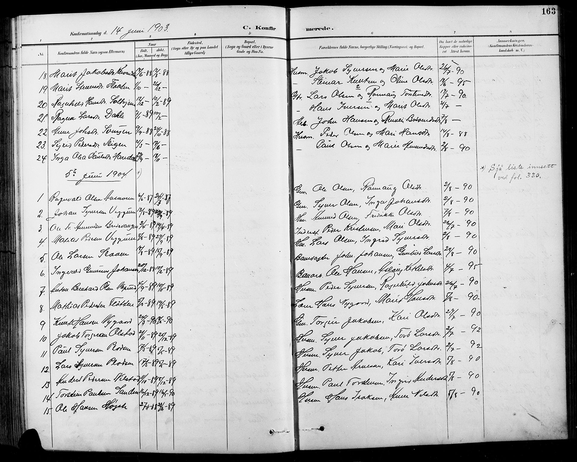 Sel prestekontor, AV/SAH-PREST-074/H/Ha/Hab/L0001: Parish register (copy) no. 1, 1894-1923, p. 163