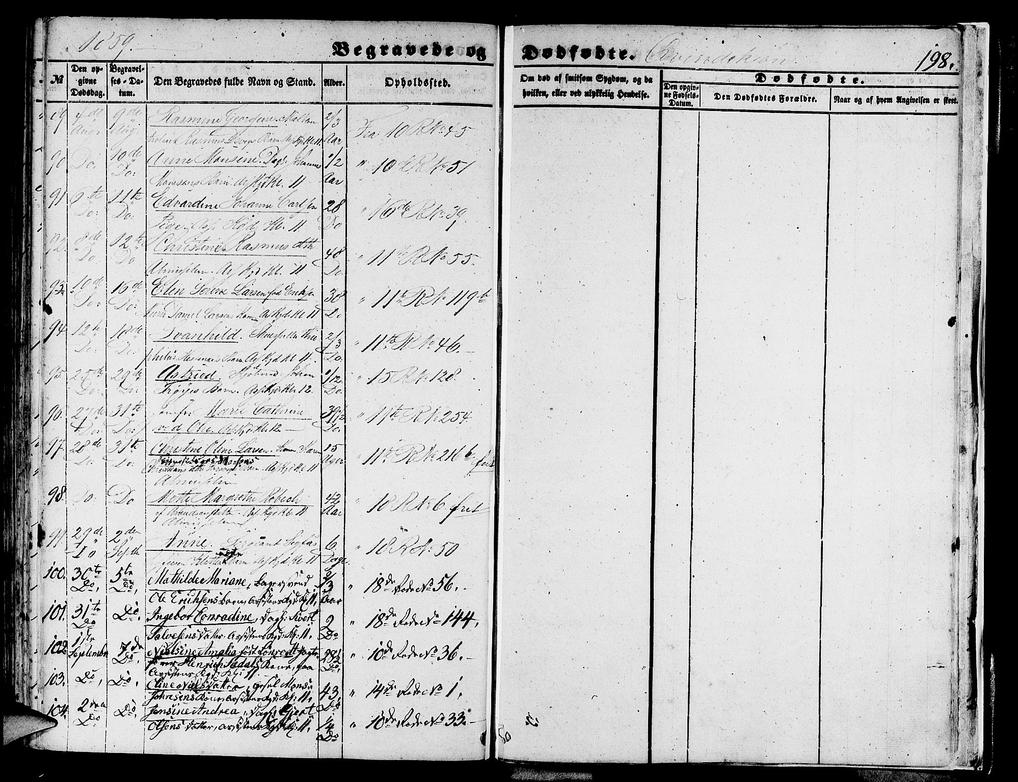 Domkirken sokneprestembete, AV/SAB-A-74801/H/Hab/L0038: Parish register (copy) no. E 2, 1847-1859, p. 198