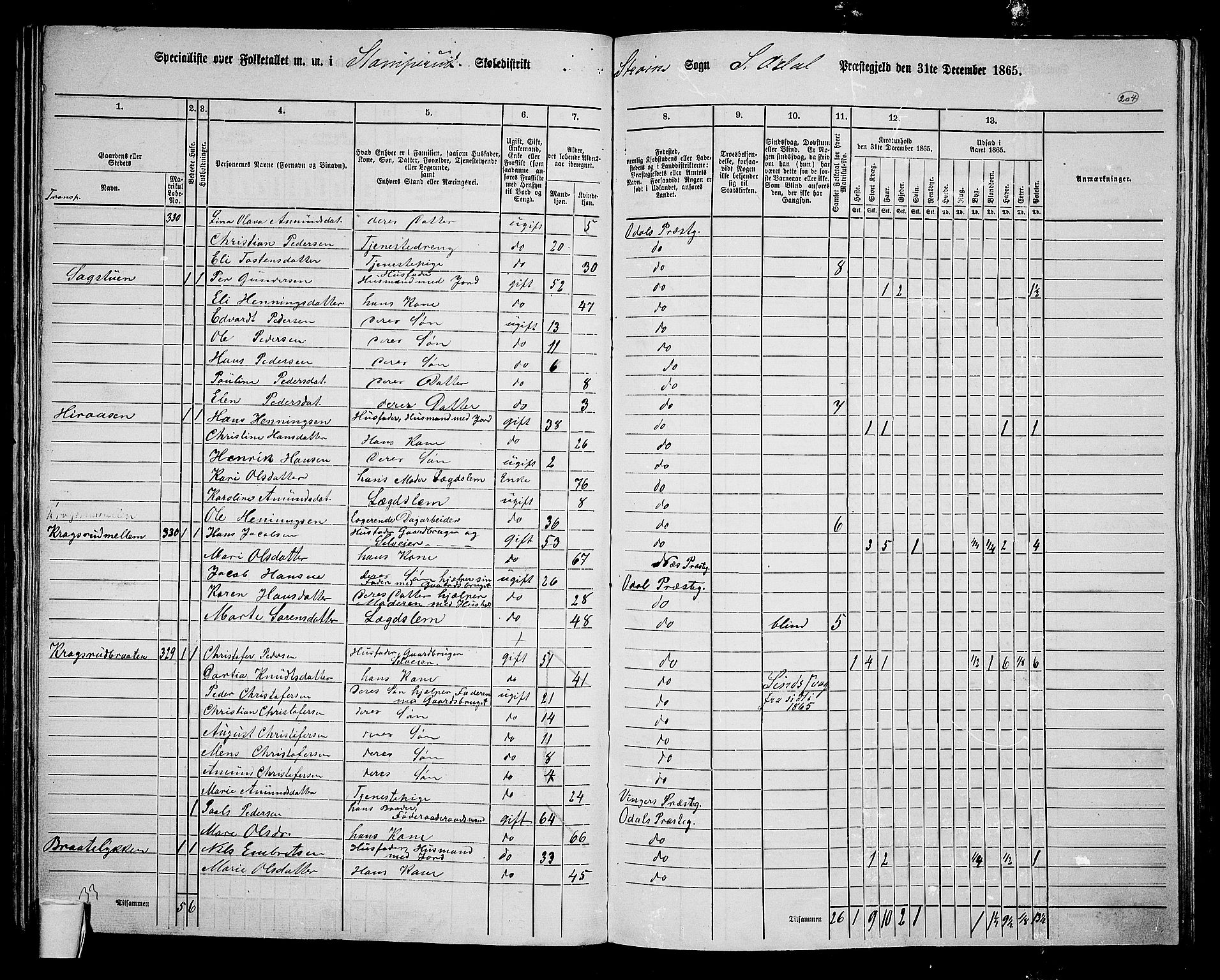 RA, 1865 census for Sør-Odal, 1865, p. 179