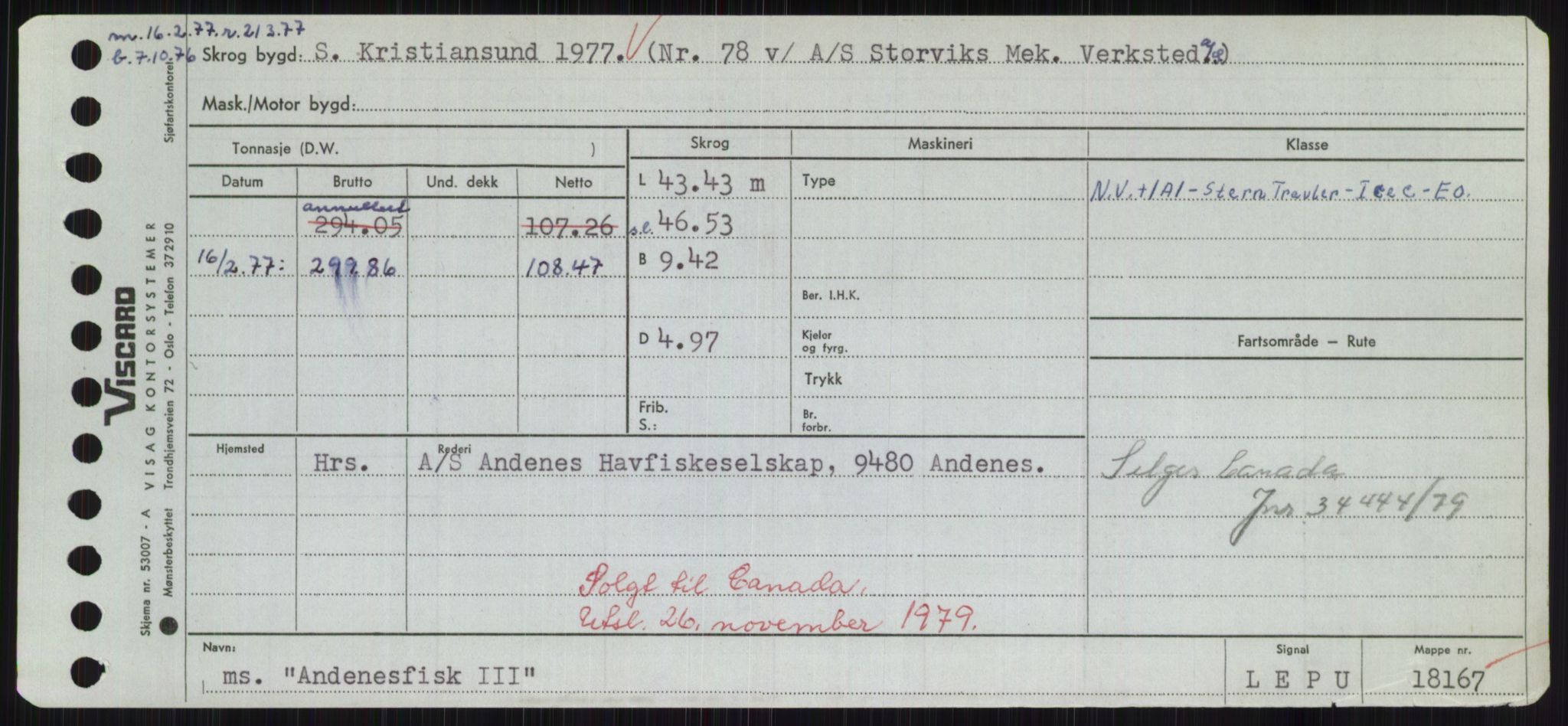 Sjøfartsdirektoratet med forløpere, Skipsmålingen, RA/S-1627/H/Hd/L0001: Fartøy, A-Anv, p. 537