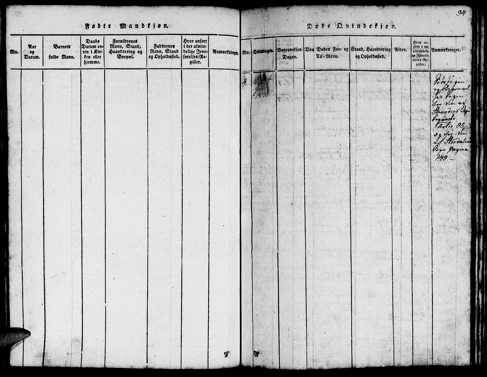 Ministerialprotokoller, klokkerbøker og fødselsregistre - Møre og Romsdal, AV/SAT-A-1454/520/L0289: Parish register (copy) no. 520C01, 1817-1837, p. 94