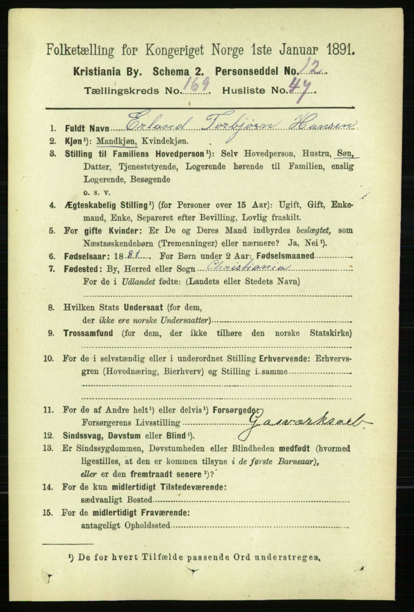 RA, 1891 census for 0301 Kristiania, 1891, p. 99407