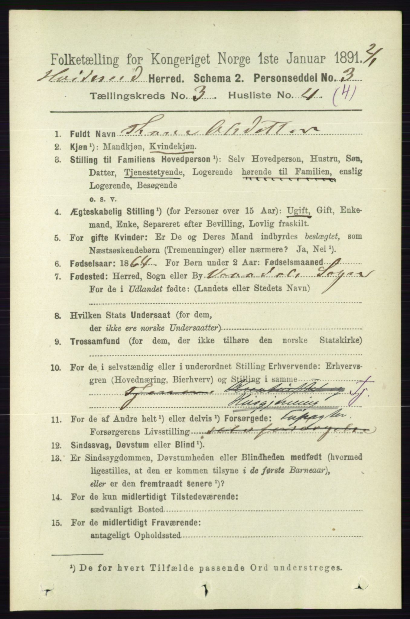 RA, 1891 census for 0829 Kviteseid, 1891, p. 517