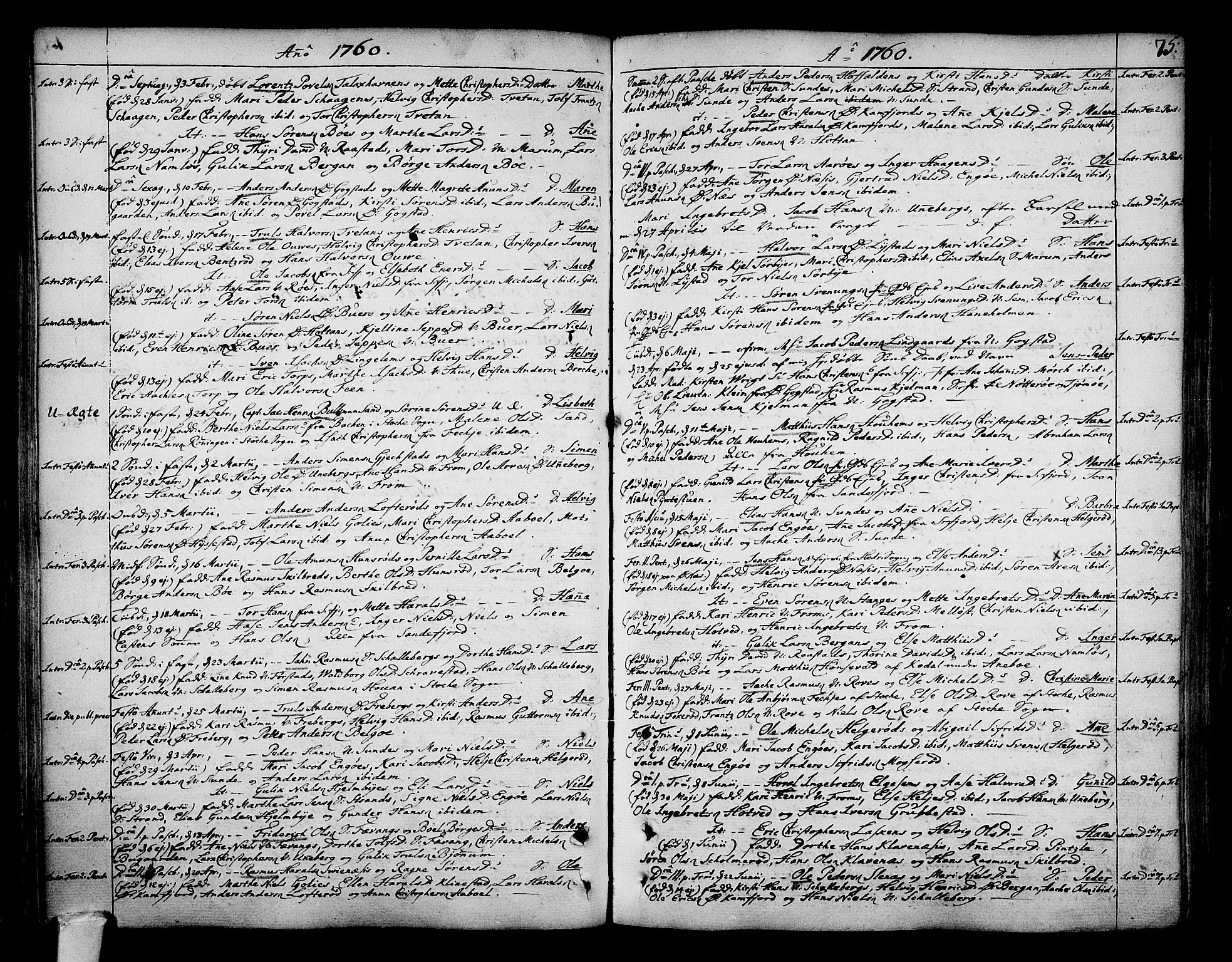 Sandar kirkebøker, SAKO/A-243/F/Fa/L0002: Parish register (official) no. 2, 1733-1788, p. 75