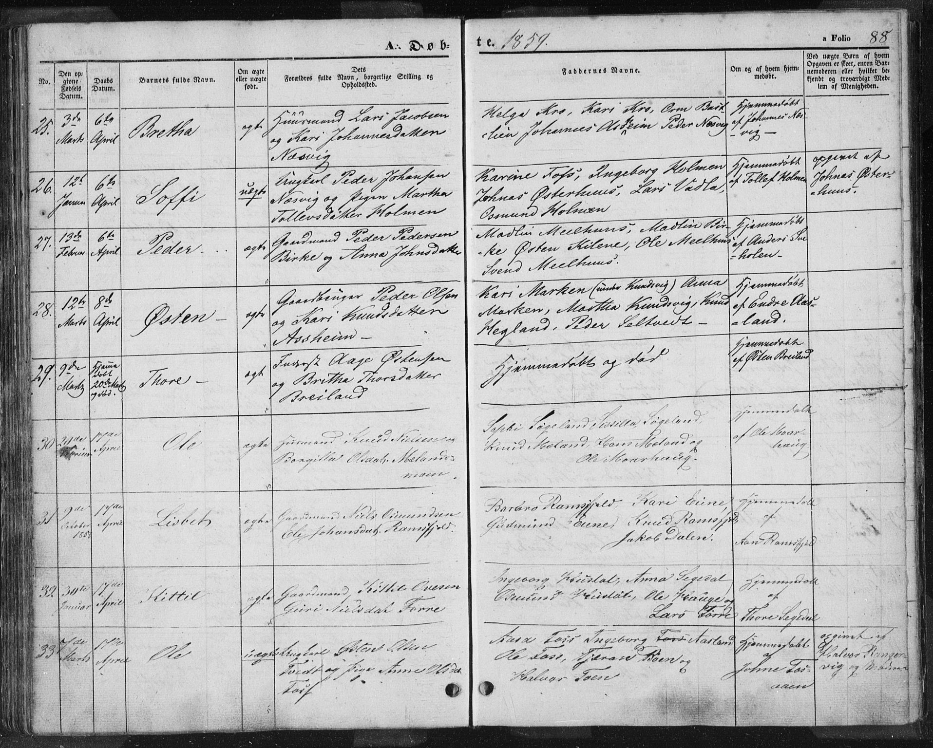 Hjelmeland sokneprestkontor, AV/SAST-A-101843/01/IV/L0009: Parish register (official) no. A 9, 1846-1860, p. 88