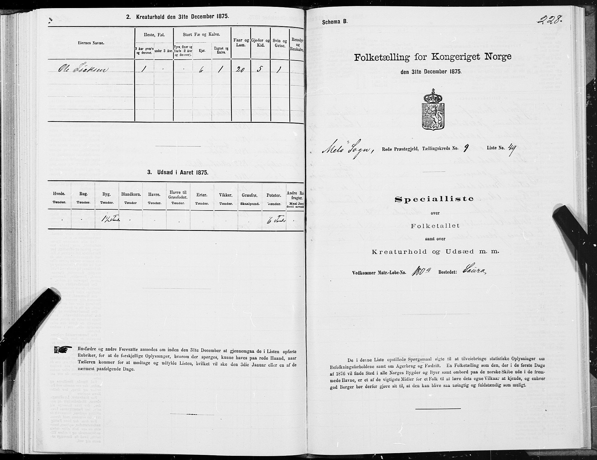 SAT, 1875 census for 1836P Rødøy, 1875, p. 4228