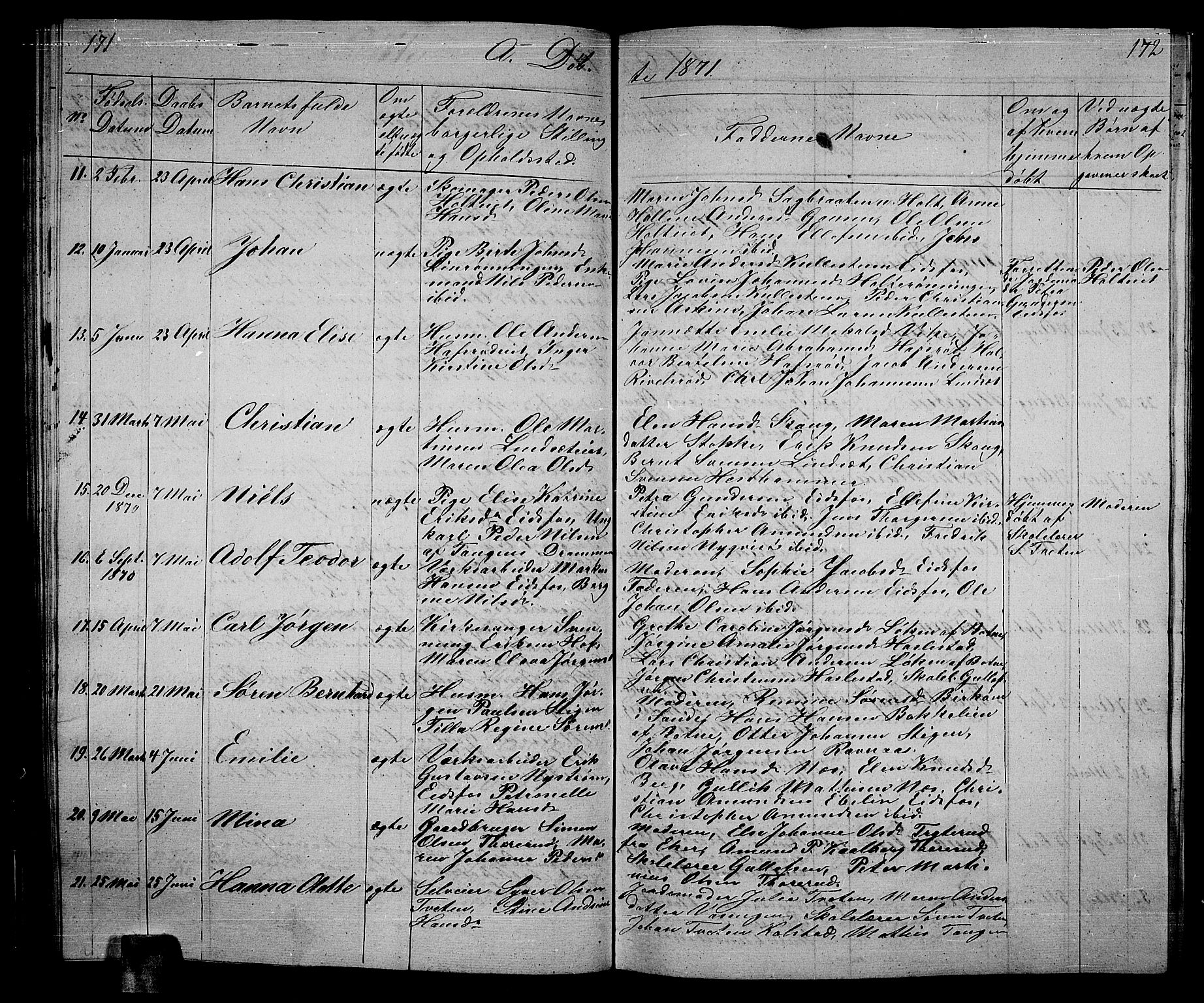 Hof kirkebøker, AV/SAKO-A-64/G/Ga/L0002: Parish register (copy) no. I 2, 1859-1873, p. 171-172