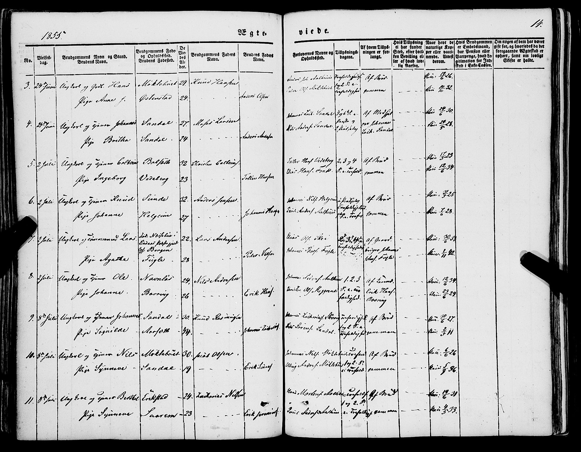 Jølster sokneprestembete, SAB/A-80701/H/Haa/Haaa/L0010: Parish register (official) no. A 10, 1847-1865, p. 14