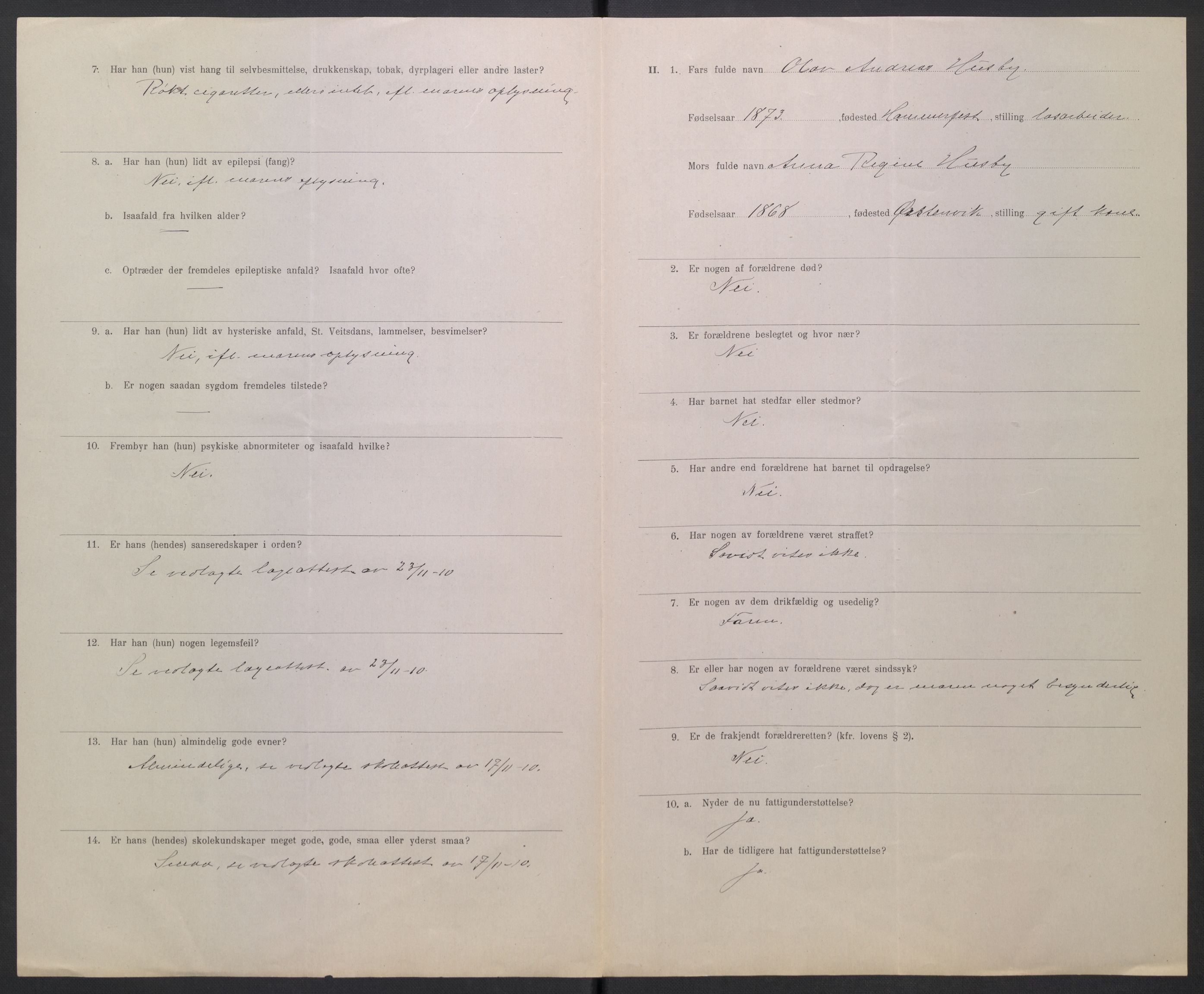 Falstad skolehjem, AV/RA-S-1676/E/Eb/L0010: Elevmapper løpenr. 210-239, 1910-1917, p. 246