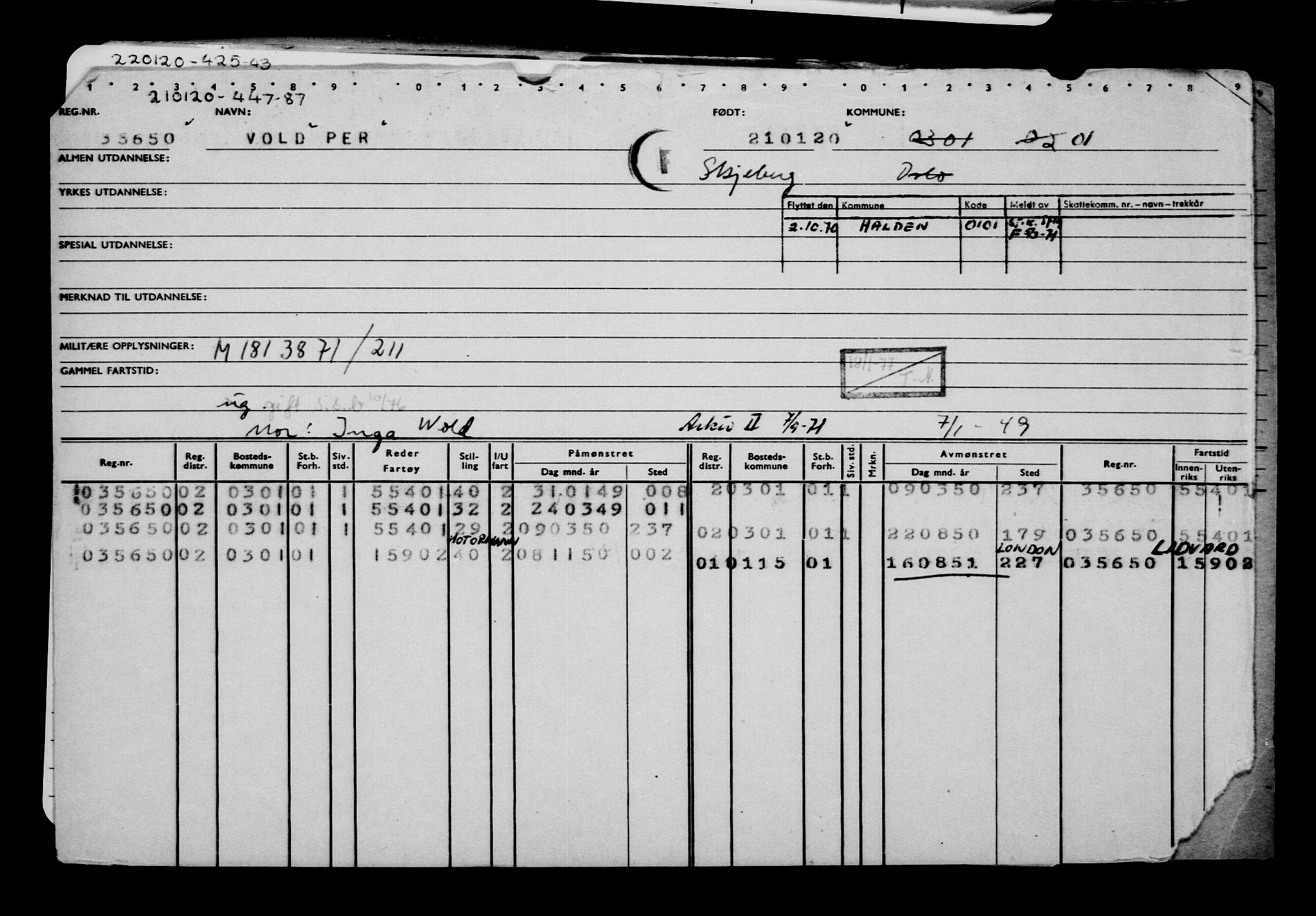 Direktoratet for sjømenn, AV/RA-S-3545/G/Gb/L0176: Hovedkort, 1920, p. 287