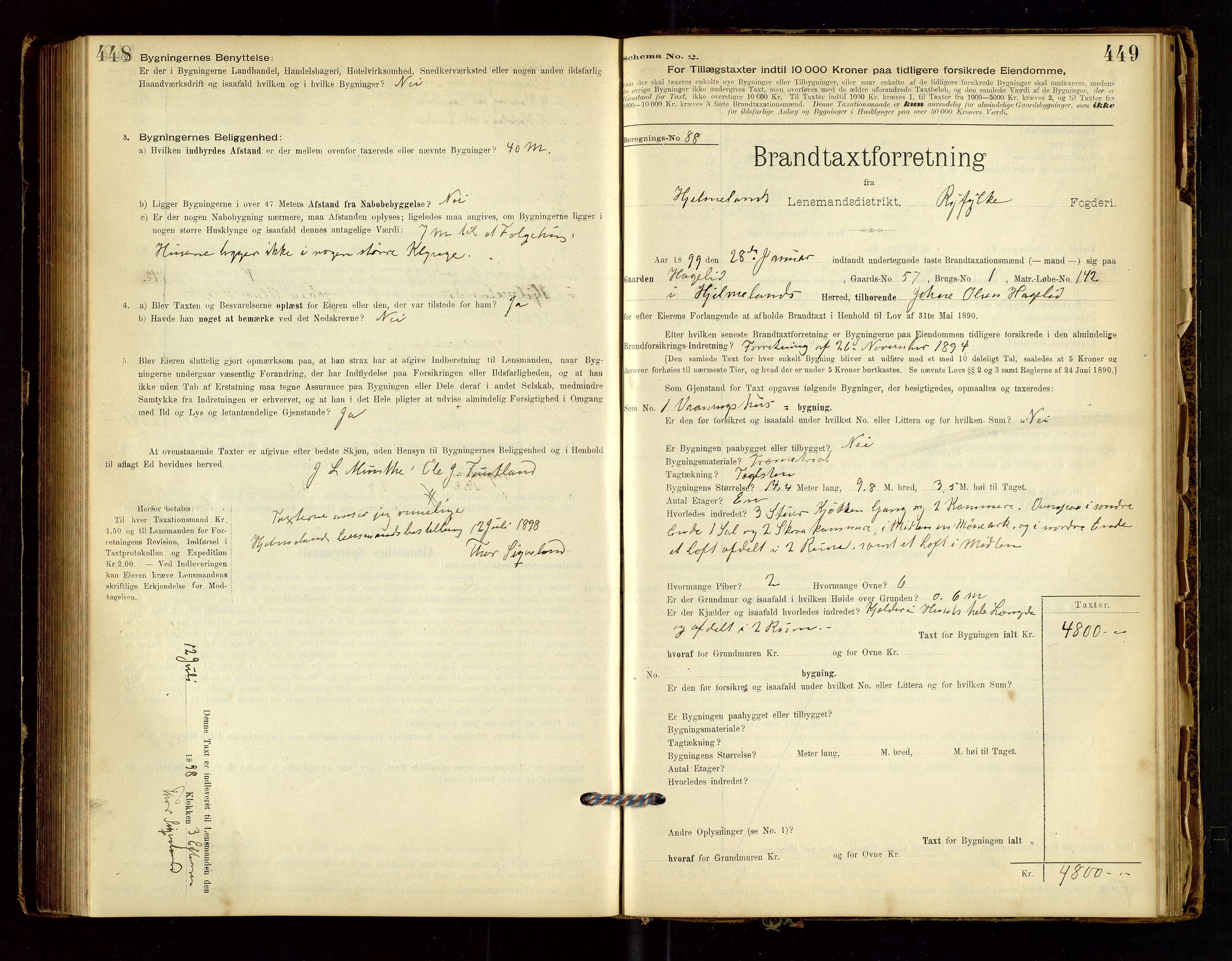 Hjelmeland lensmannskontor, AV/SAST-A-100439/Gob/L0001: "Brandtaxationsprotokol", 1895-1932, p. 448-449