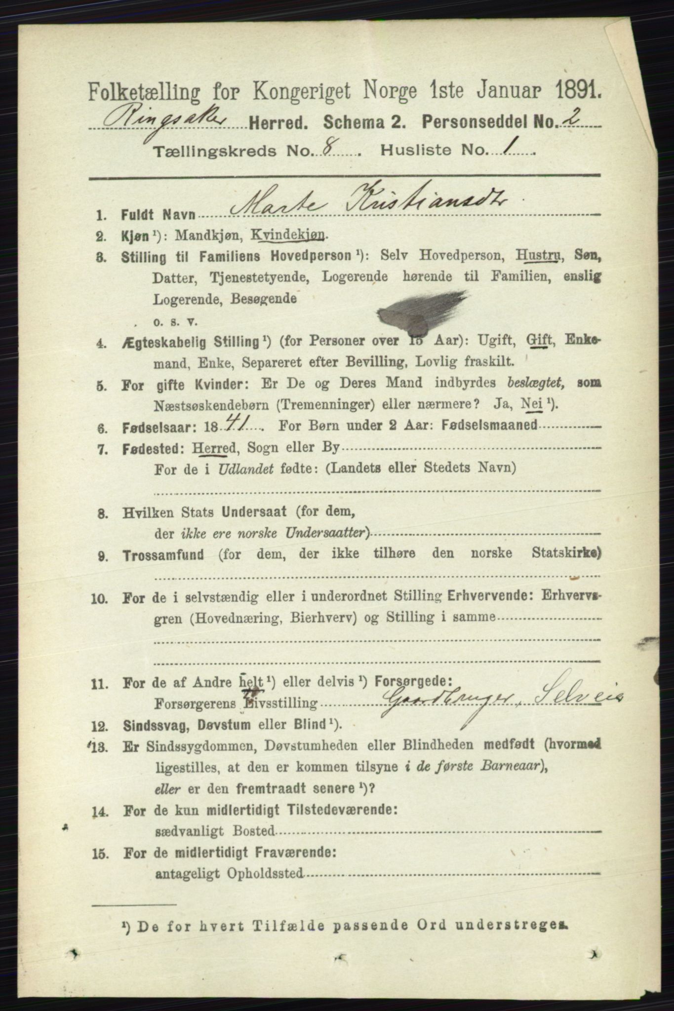 RA, 1891 census for 0412 Ringsaker, 1891, p. 4460