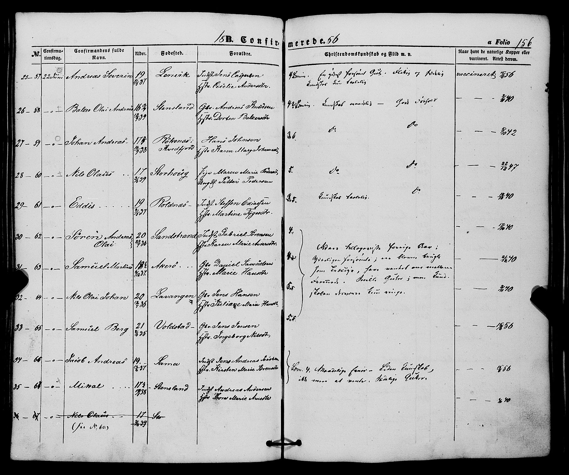 Trondenes sokneprestkontor, AV/SATØ-S-1319/H/Ha/L0011kirke: Parish register (official) no. 11, 1853-1862, p. 156