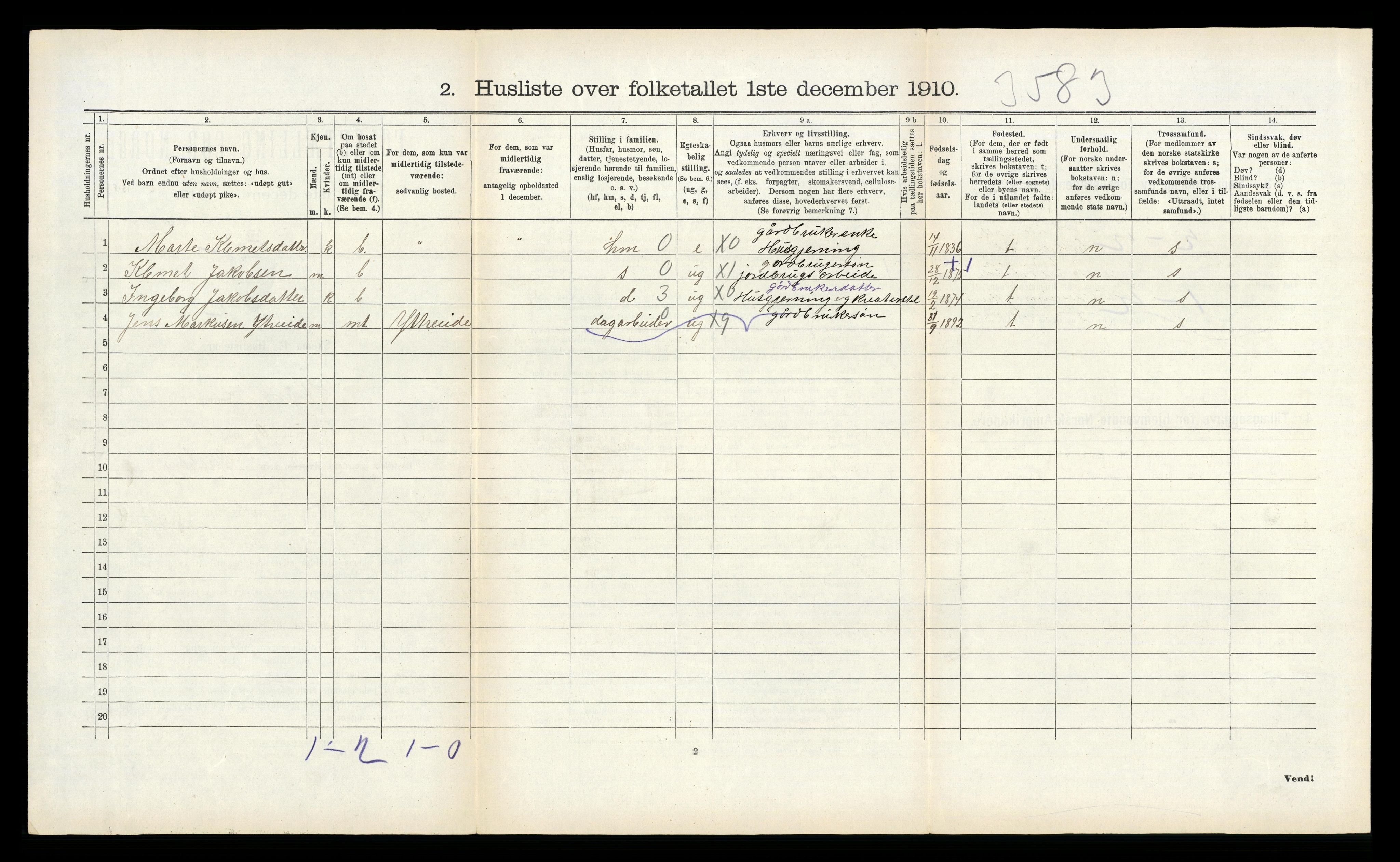 RA, 1910 census for Stryn, 1910, p. 738