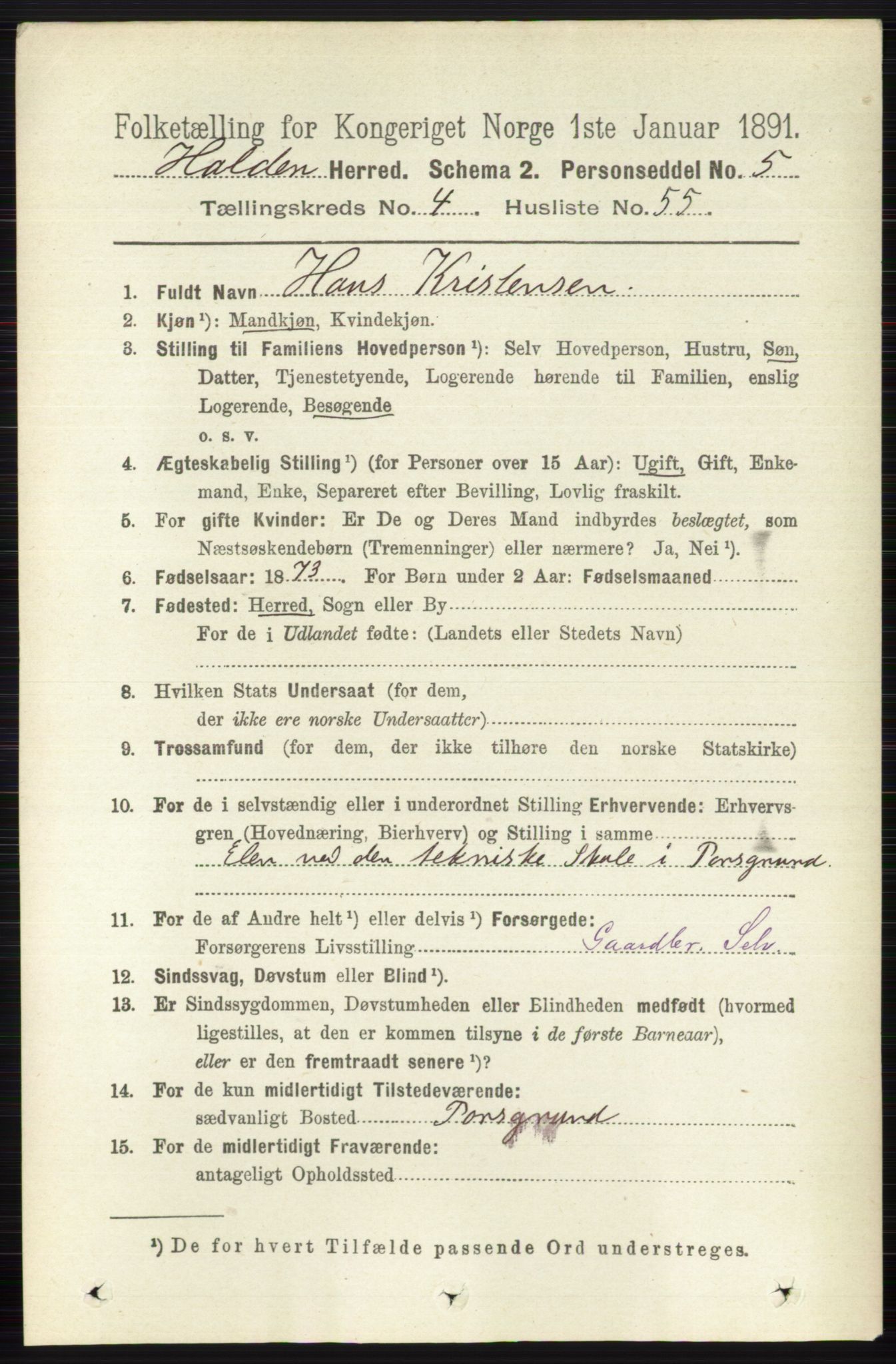 RA, 1891 census for 0819 Holla, 1891, p. 2593