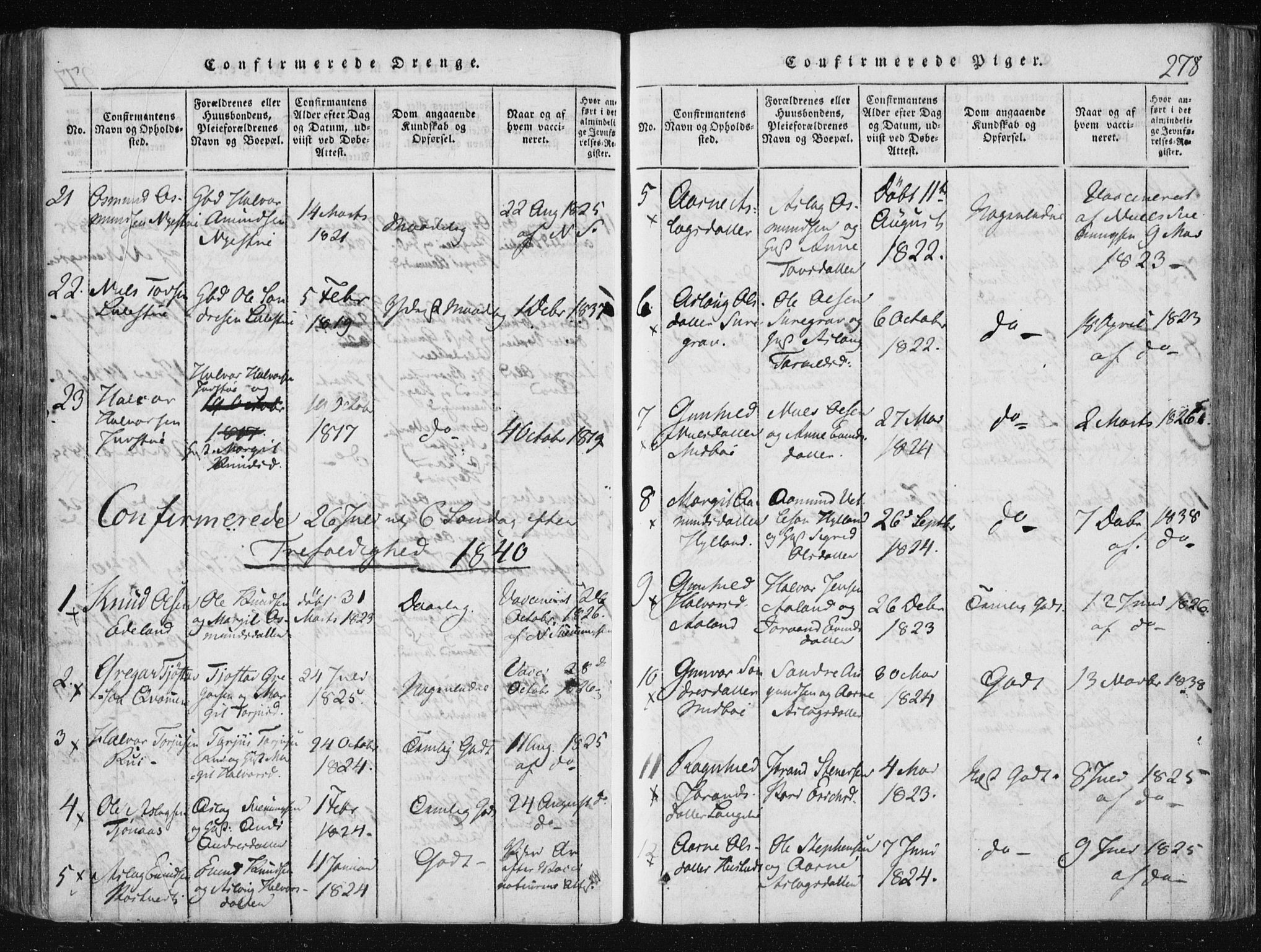 Vinje kirkebøker, SAKO/A-312/F/Fa/L0003: Parish register (official) no. I 3, 1814-1843, p. 278