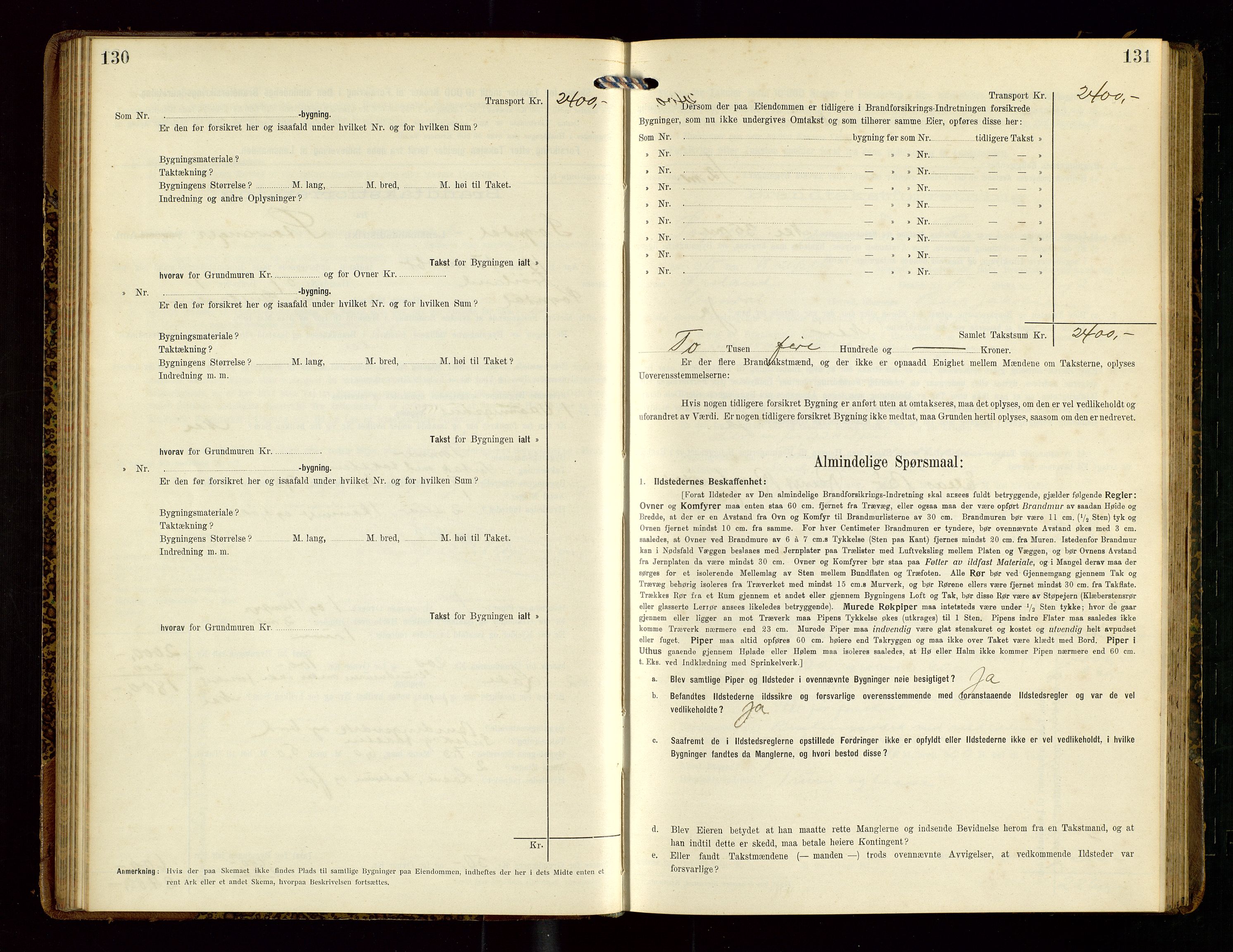 Sokndal lensmannskontor, AV/SAST-A-100417/Gob/L0003: "Brandtakst-Protokol", 1914-1917, p. 130-131