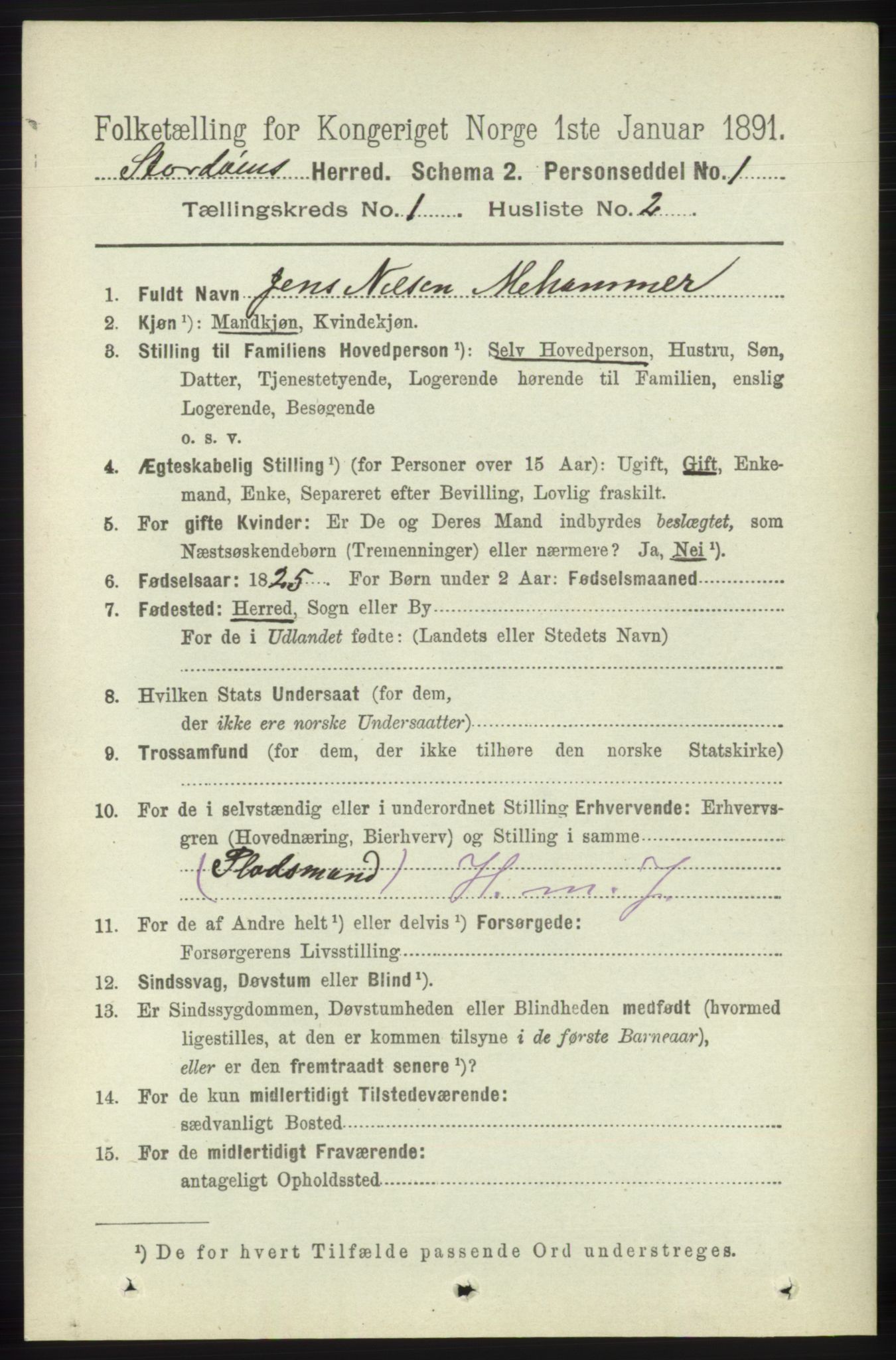 RA, 1891 census for 1221 Stord, 1891, p. 52