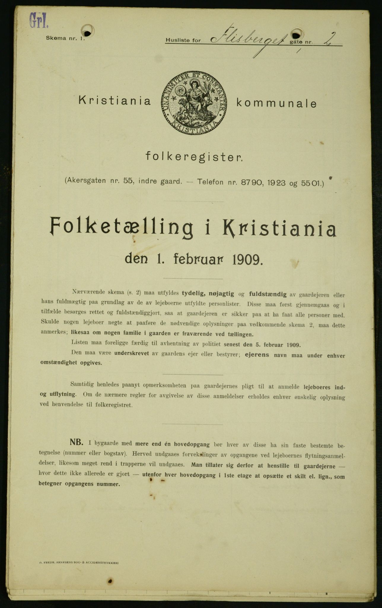 OBA, Municipal Census 1909 for Kristiania, 1909, p. 22225