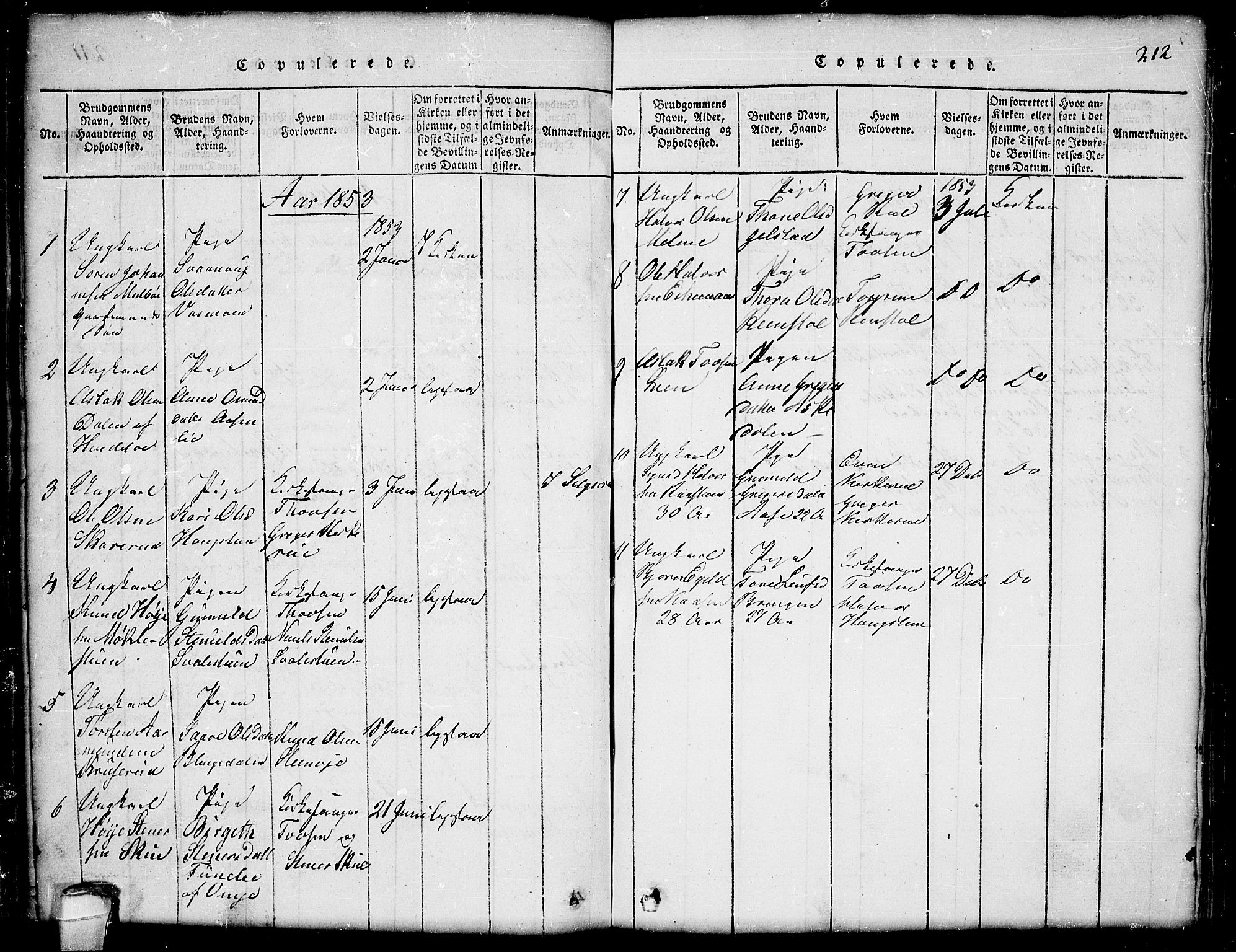 Seljord kirkebøker, SAKO/A-20/G/Gb/L0002: Parish register (copy) no. II 2, 1815-1854, p. 212