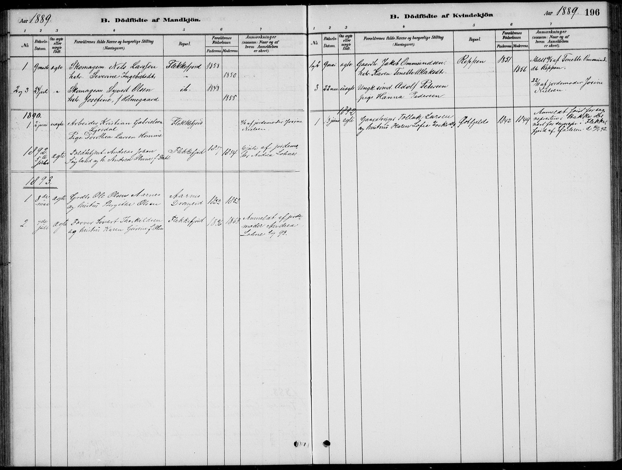 Flekkefjord sokneprestkontor, SAK/1111-0012/F/Fb/Fbc/L0007: Parish register (copy) no. B 7, 1880-1902, p. 196