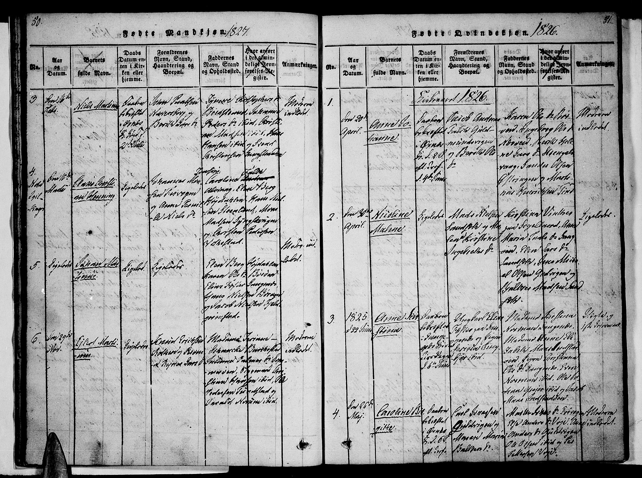 Ministerialprotokoller, klokkerbøker og fødselsregistre - Nordland, SAT/A-1459/893/L1331: Parish register (official) no. 893A04, 1820-1840, p. 50-51