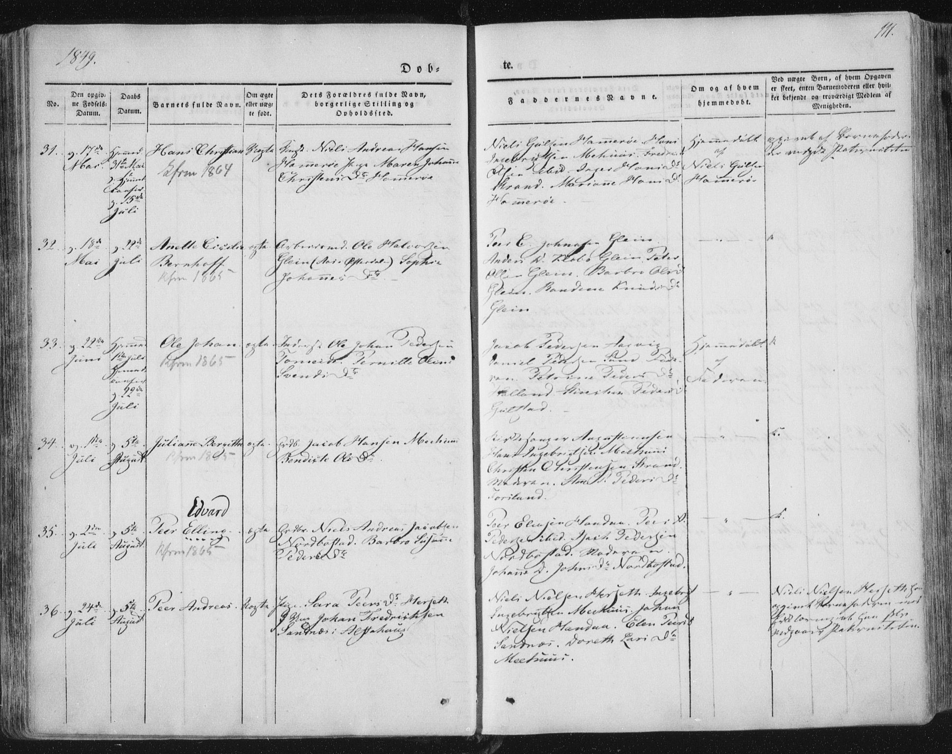 Ministerialprotokoller, klokkerbøker og fødselsregistre - Nordland, AV/SAT-A-1459/838/L0549: Parish register (official) no. 838A07, 1840-1854, p. 111