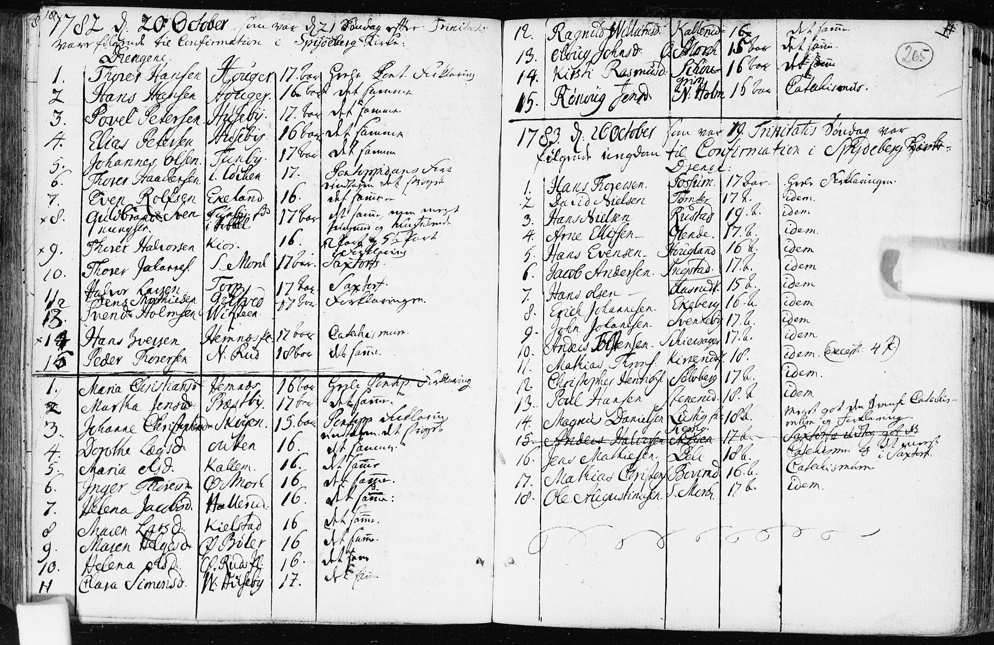 Spydeberg prestekontor Kirkebøker, AV/SAO-A-10924/F/Fa/L0003: Parish register (official) no. I 3, 1778-1814, p. 265