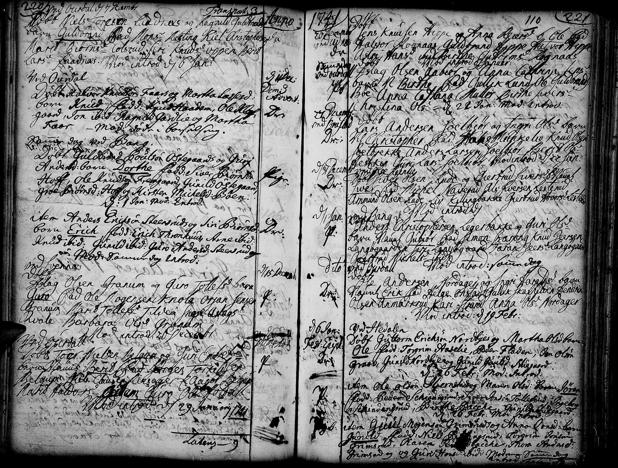 Aurdal prestekontor, SAH/PREST-126/H/Ha/Haa/L0004: Parish register (official) no. 4, 1730-1762, p. 220-221