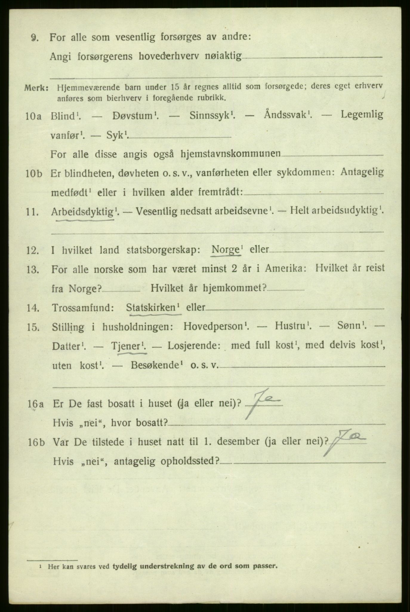 SAB, 1920 census for Voss, 1920, p. 6548