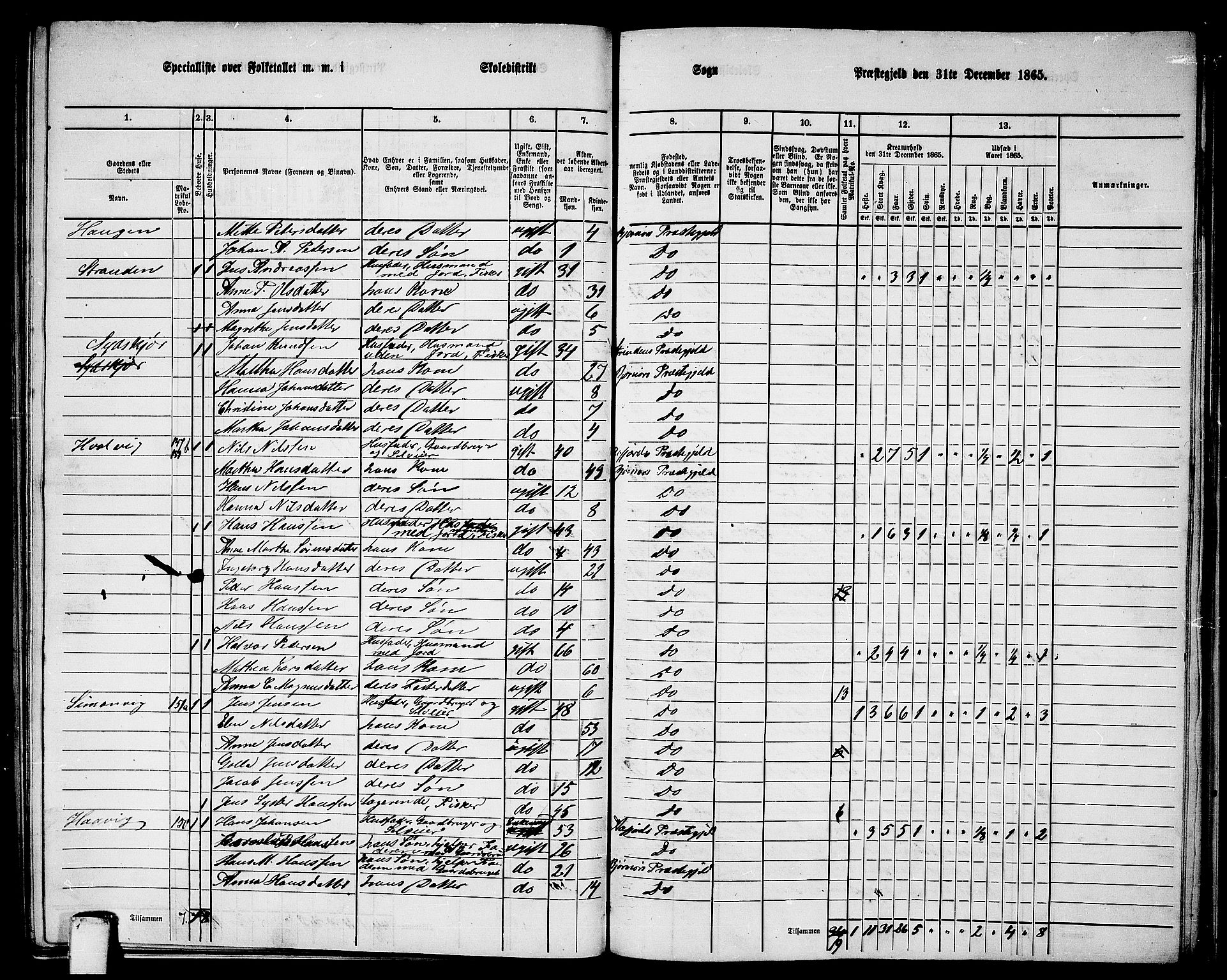 RA, 1865 census for Bjørnør, 1865, p. 119