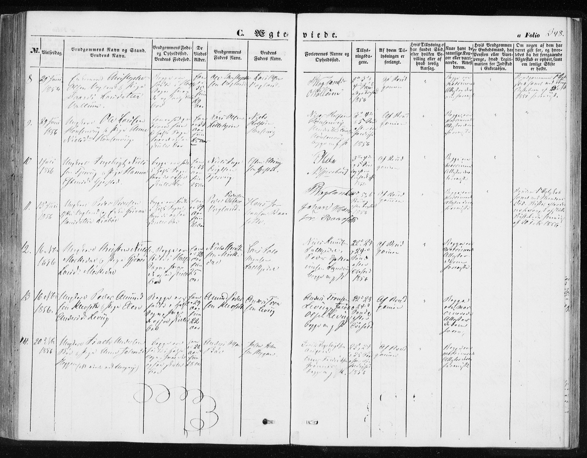 Ministerialprotokoller, klokkerbøker og fødselsregistre - Møre og Romsdal, SAT/A-1454/576/L0883: Parish register (official) no. 576A01, 1849-1865, p. 348
