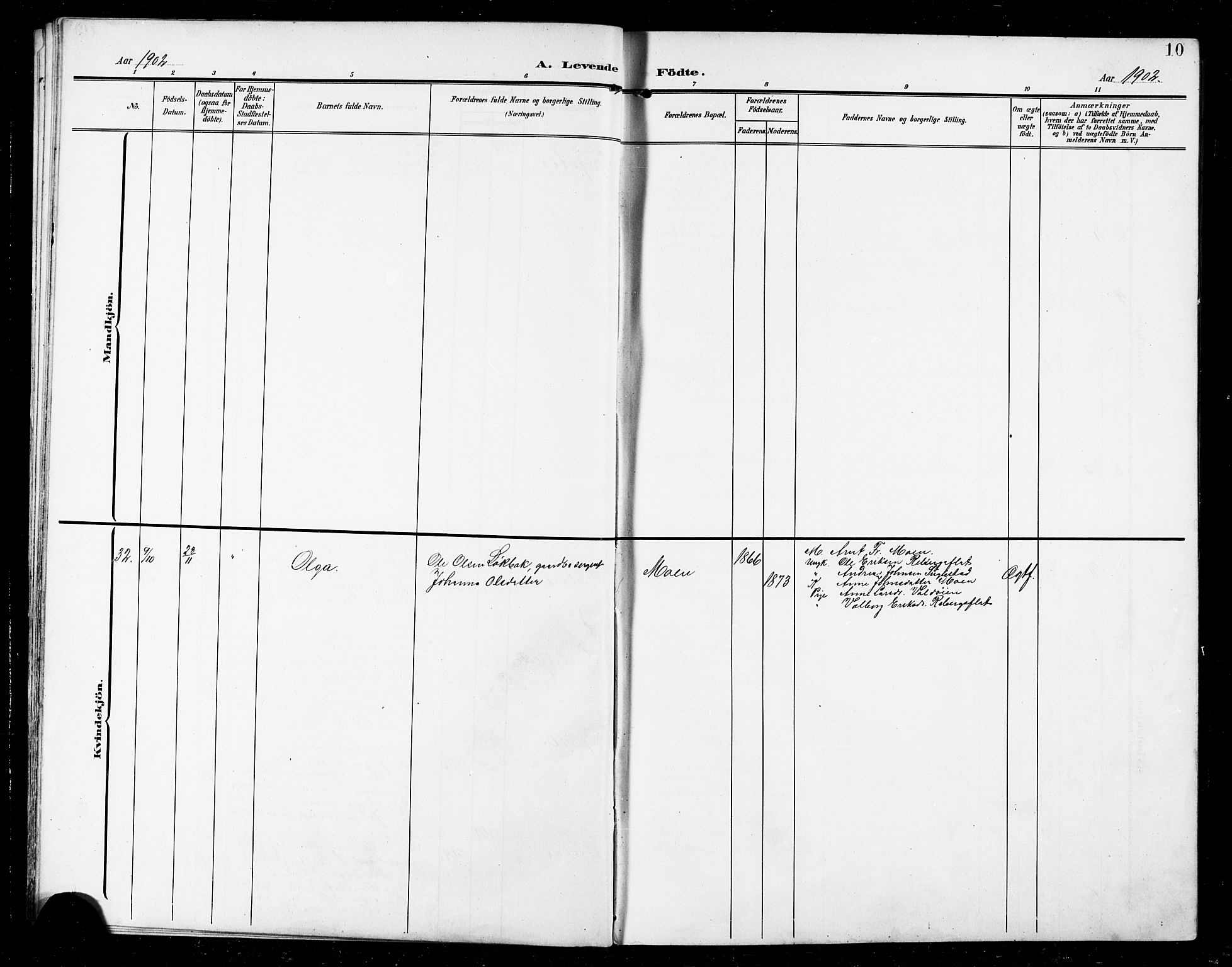 Ministerialprotokoller, klokkerbøker og fødselsregistre - Sør-Trøndelag, SAT/A-1456/672/L0864: Parish register (copy) no. 672C03, 1902-1914, p. 10