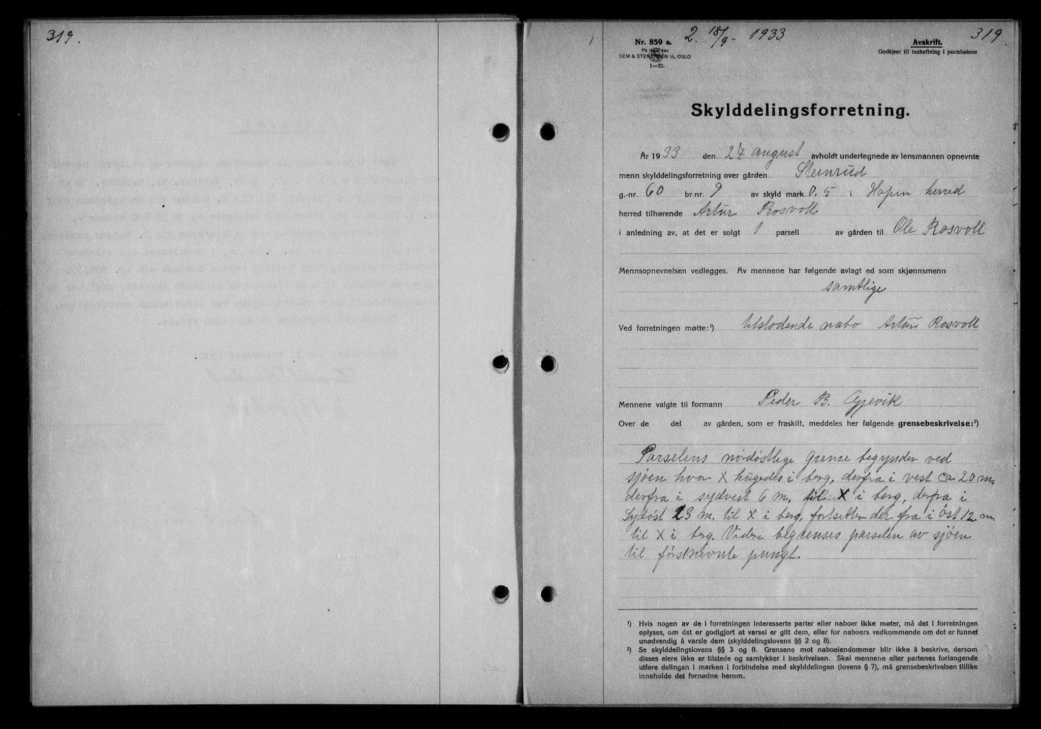 Nordmøre sorenskriveri, AV/SAT-A-4132/1/2/2Ca/L0079: Mortgage book no. 69, 1933-1933, Deed date: 18.09.1933