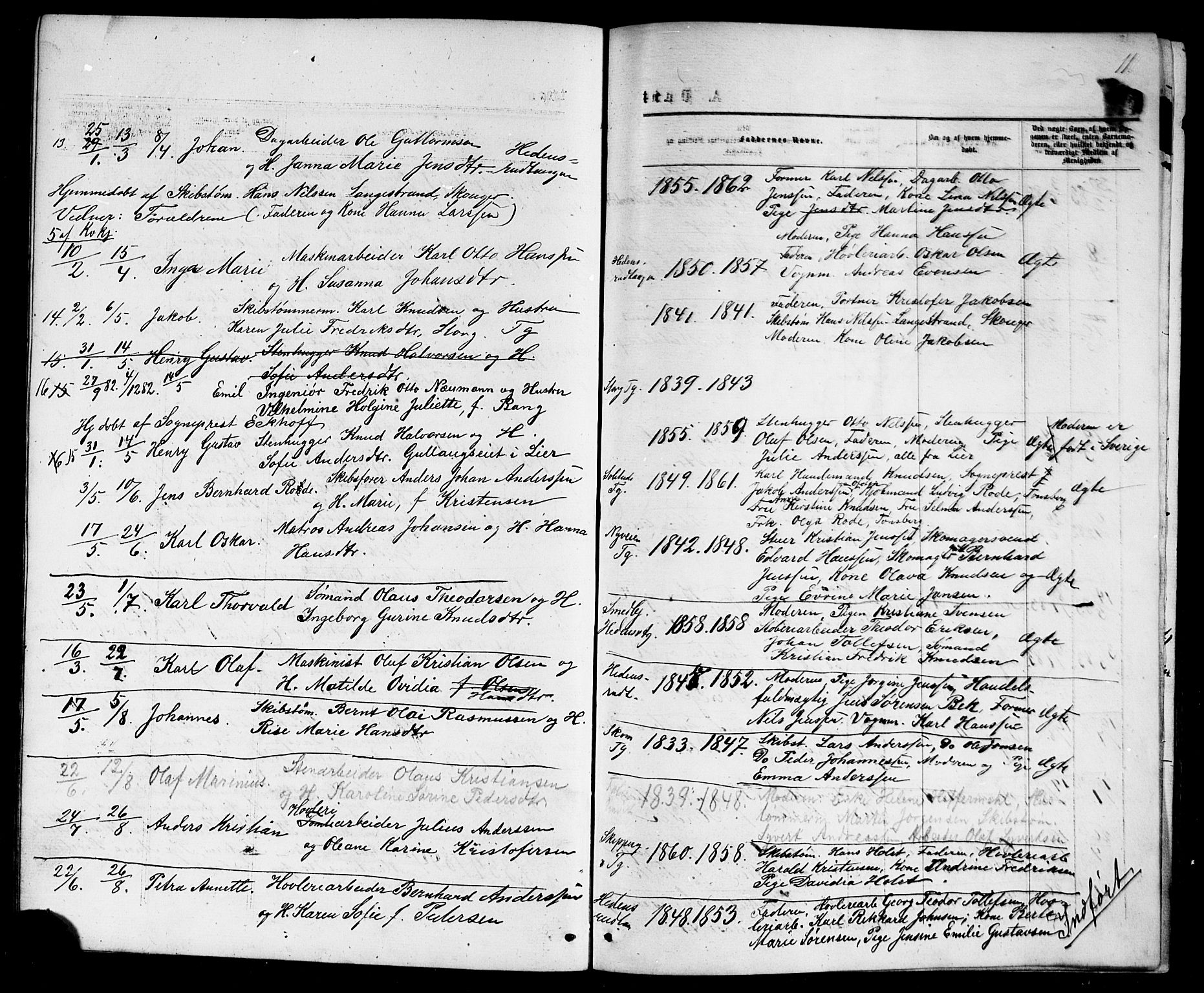 Strømsø kirkebøker, AV/SAKO-A-246/G/Ga/L0002: Parish register (copy) no. 2, 1877-1896, p. 11