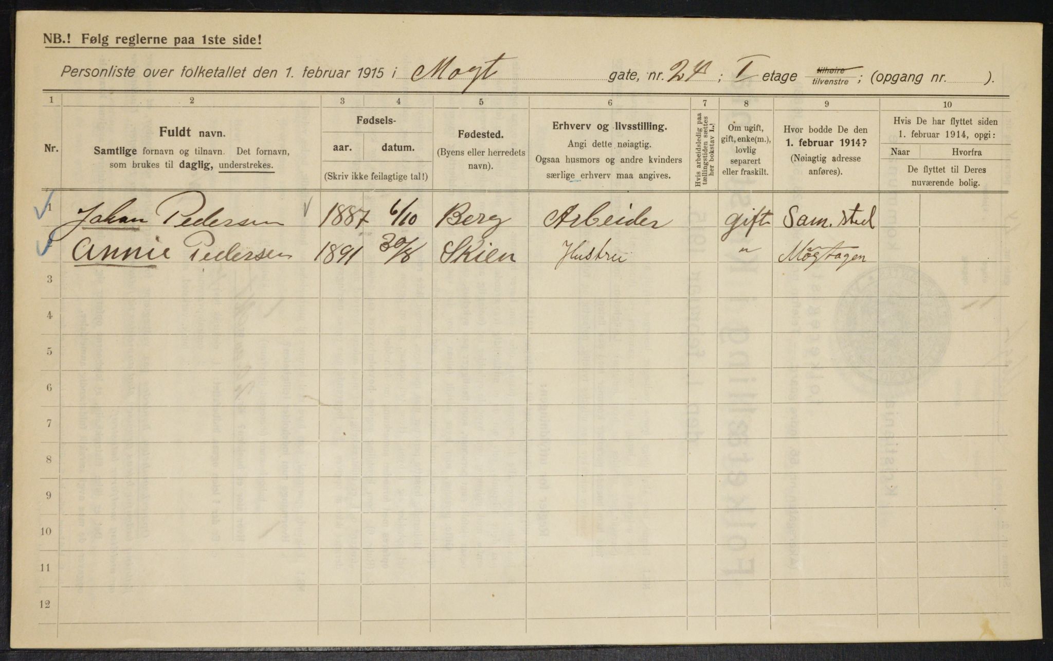 OBA, Municipal Census 1915 for Kristiania, 1915, p. 65006