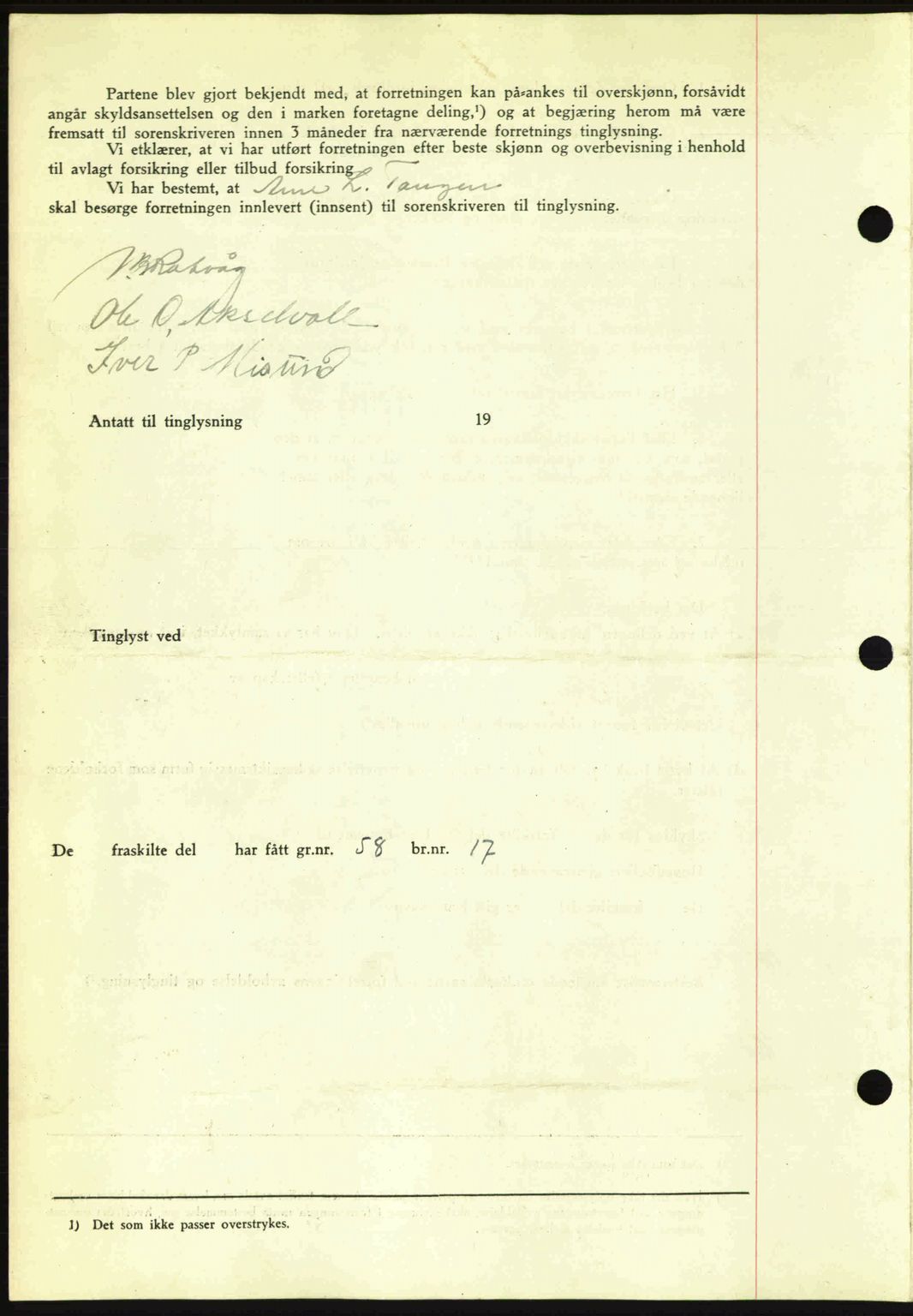 Romsdal sorenskriveri, AV/SAT-A-4149/1/2/2C: Mortgage book no. A15, 1943-1944, Diary no: : 2188/1943