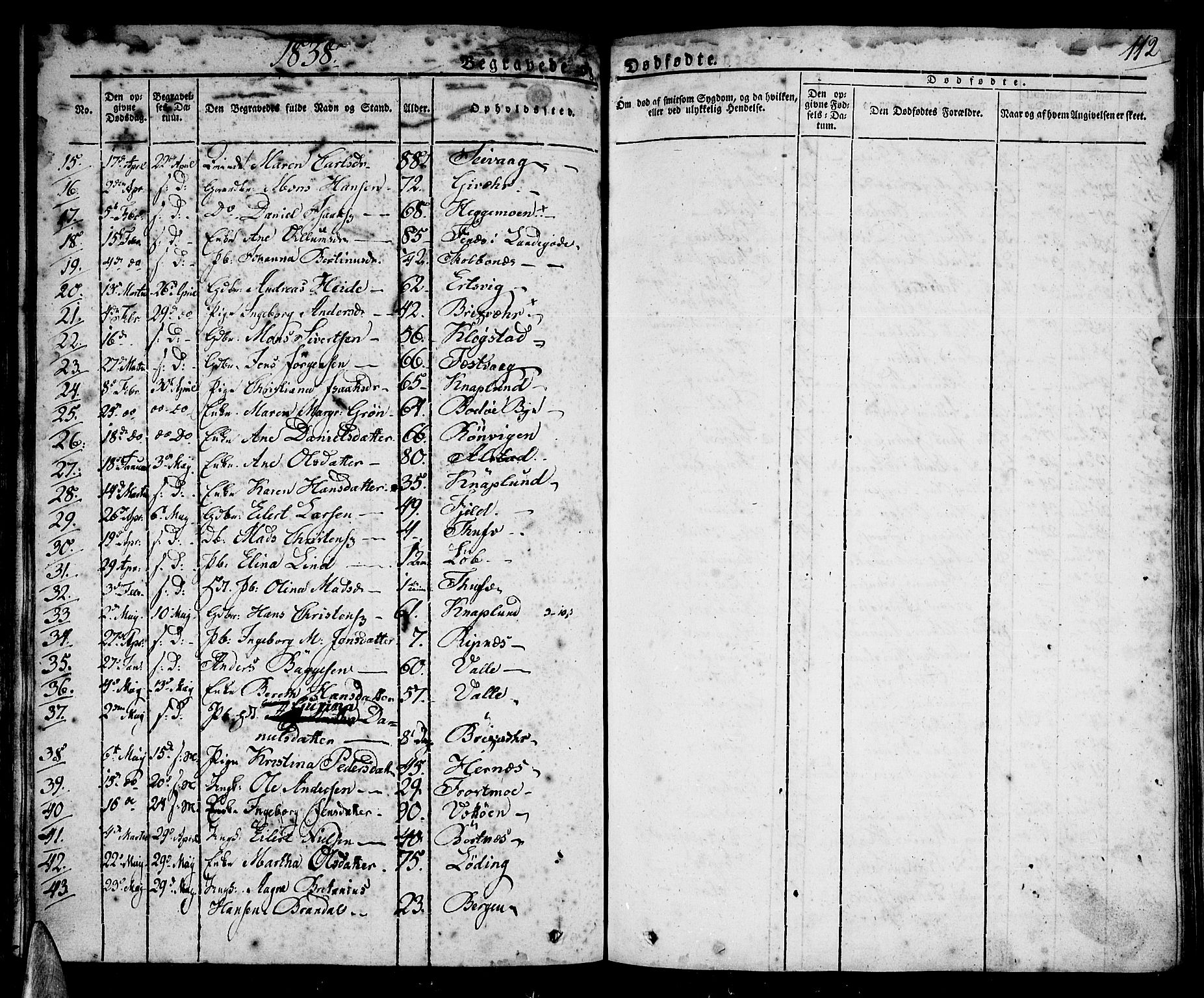 Ministerialprotokoller, klokkerbøker og fødselsregistre - Nordland, SAT/A-1459/801/L0006: Parish register (official) no. 801A06, 1834-1845, p. 112