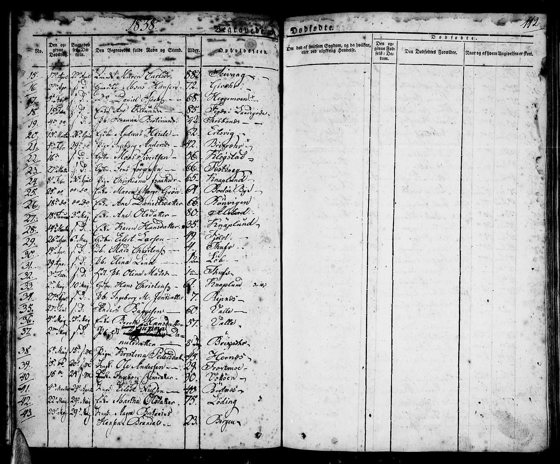 Ministerialprotokoller, klokkerbøker og fødselsregistre - Nordland, AV/SAT-A-1459/801/L0006: Parish register (official) no. 801A06, 1834-1845, p. 112