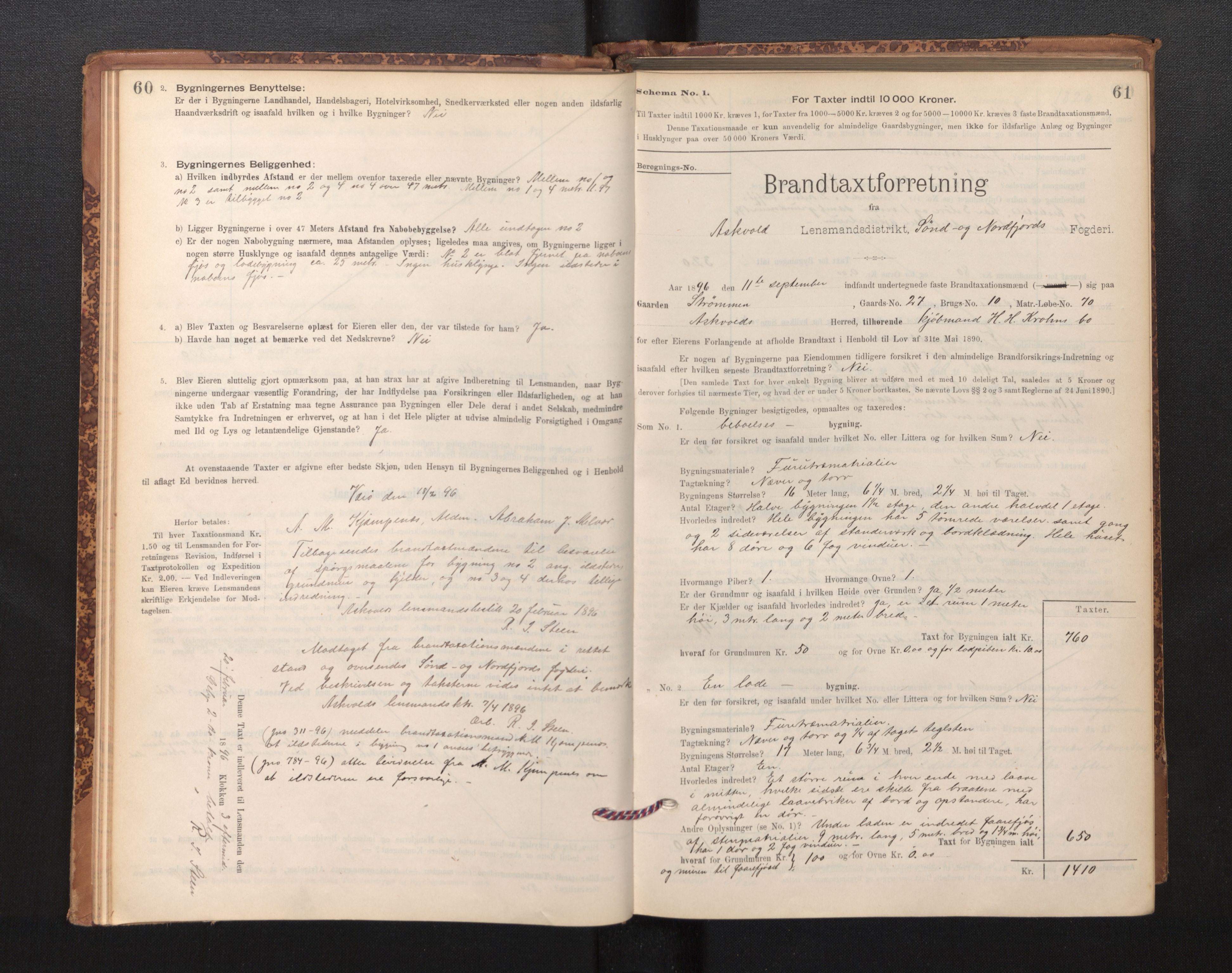 Lensmannen i Askvoll, SAB/A-26301/0012/L0004: Branntakstprotokoll, skjematakst og liste over branntakstmenn, 1895-1932, p. 60-61