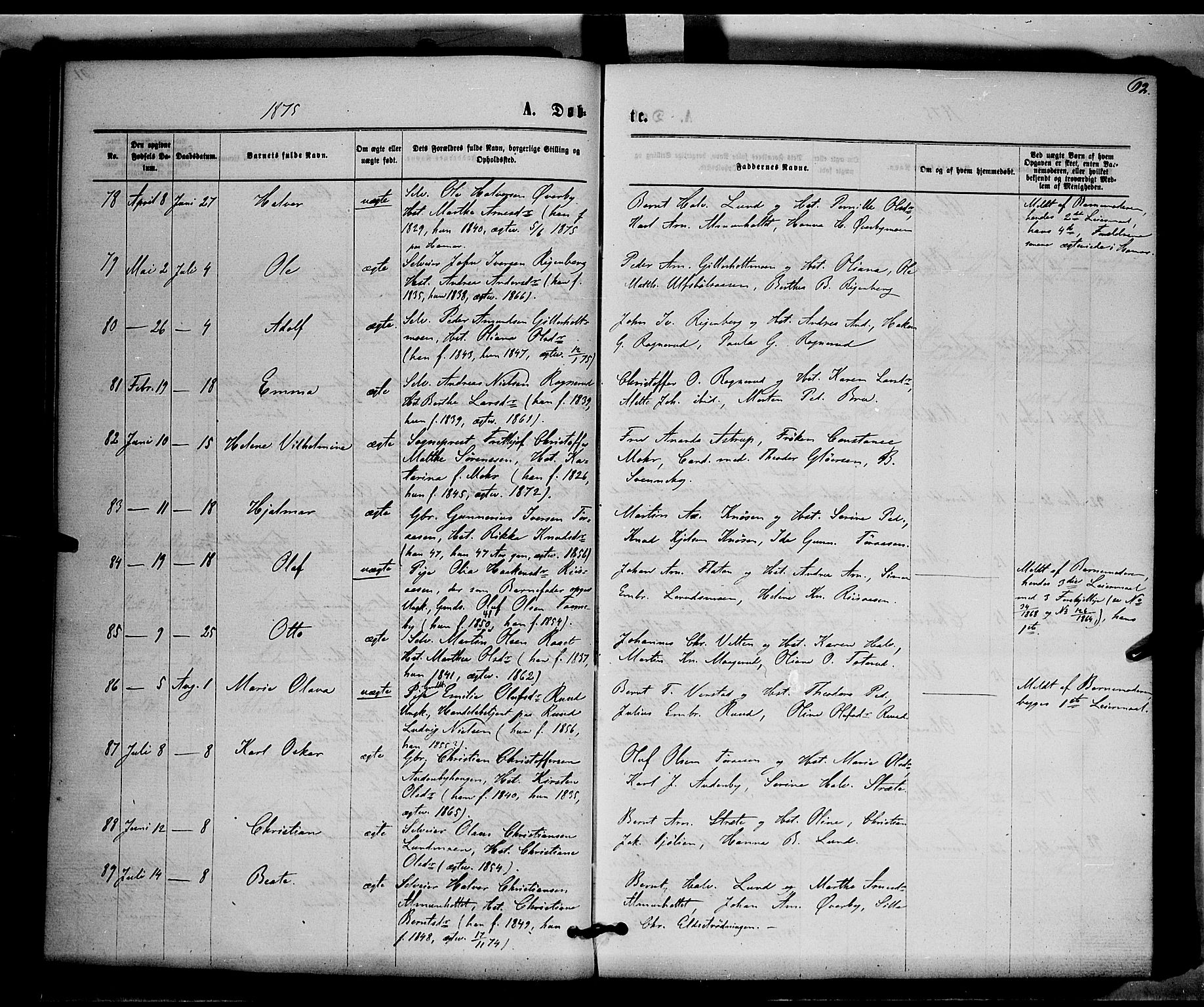 Våler prestekontor, Hedmark, AV/SAH-PREST-040/H/Ha/Haa/L0002: Parish register (official) no. 2, 1867-1878, p. 62