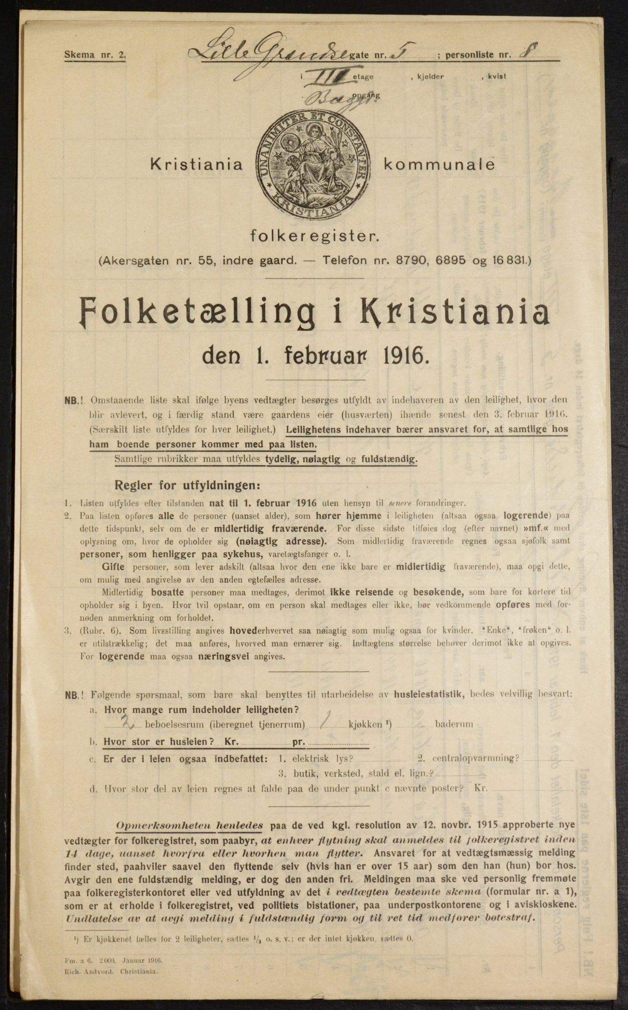 OBA, Municipal Census 1916 for Kristiania, 1916, p. 58863