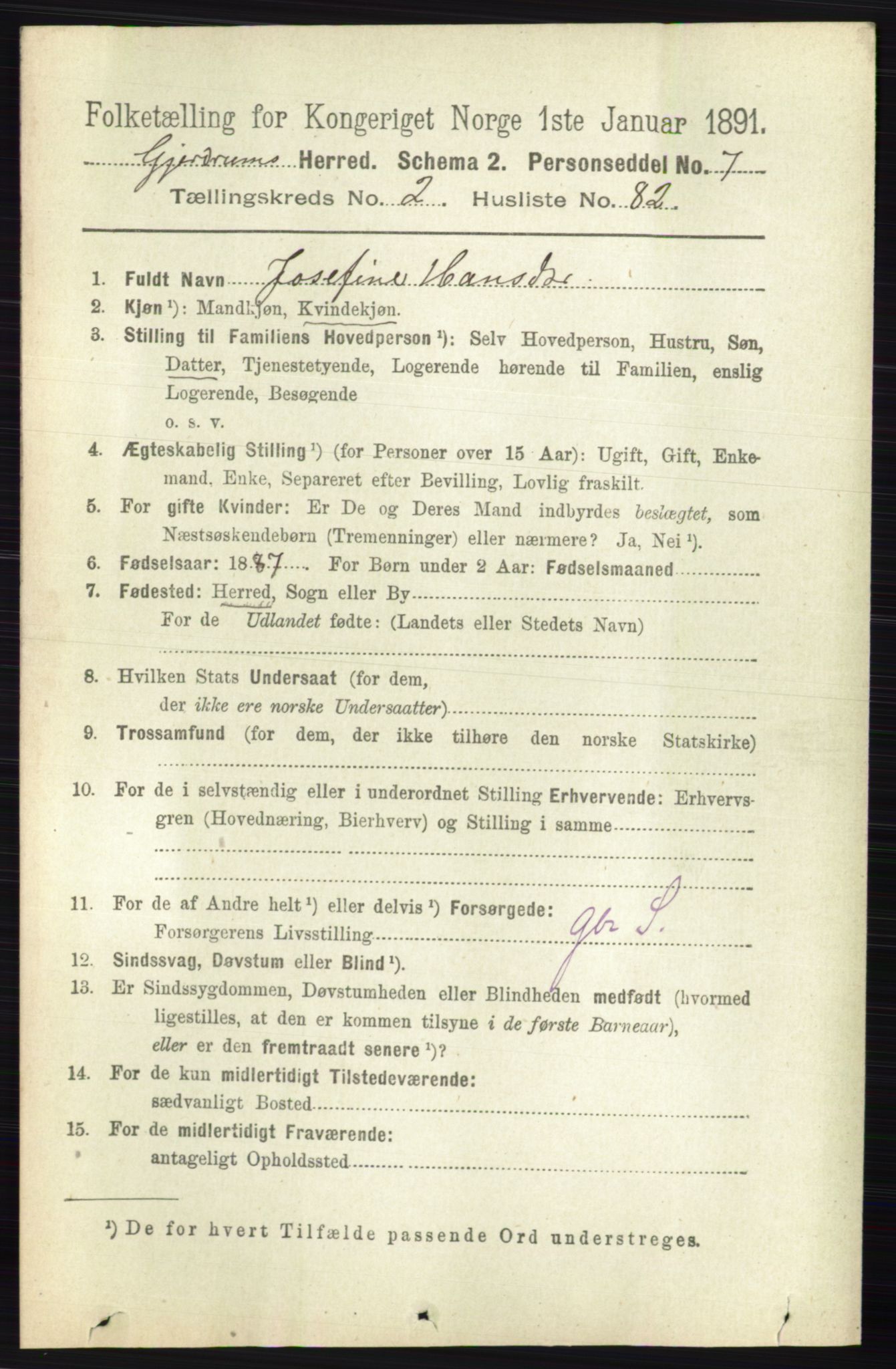 RA, 1891 census for 0234 Gjerdrum, 1891, p. 1057