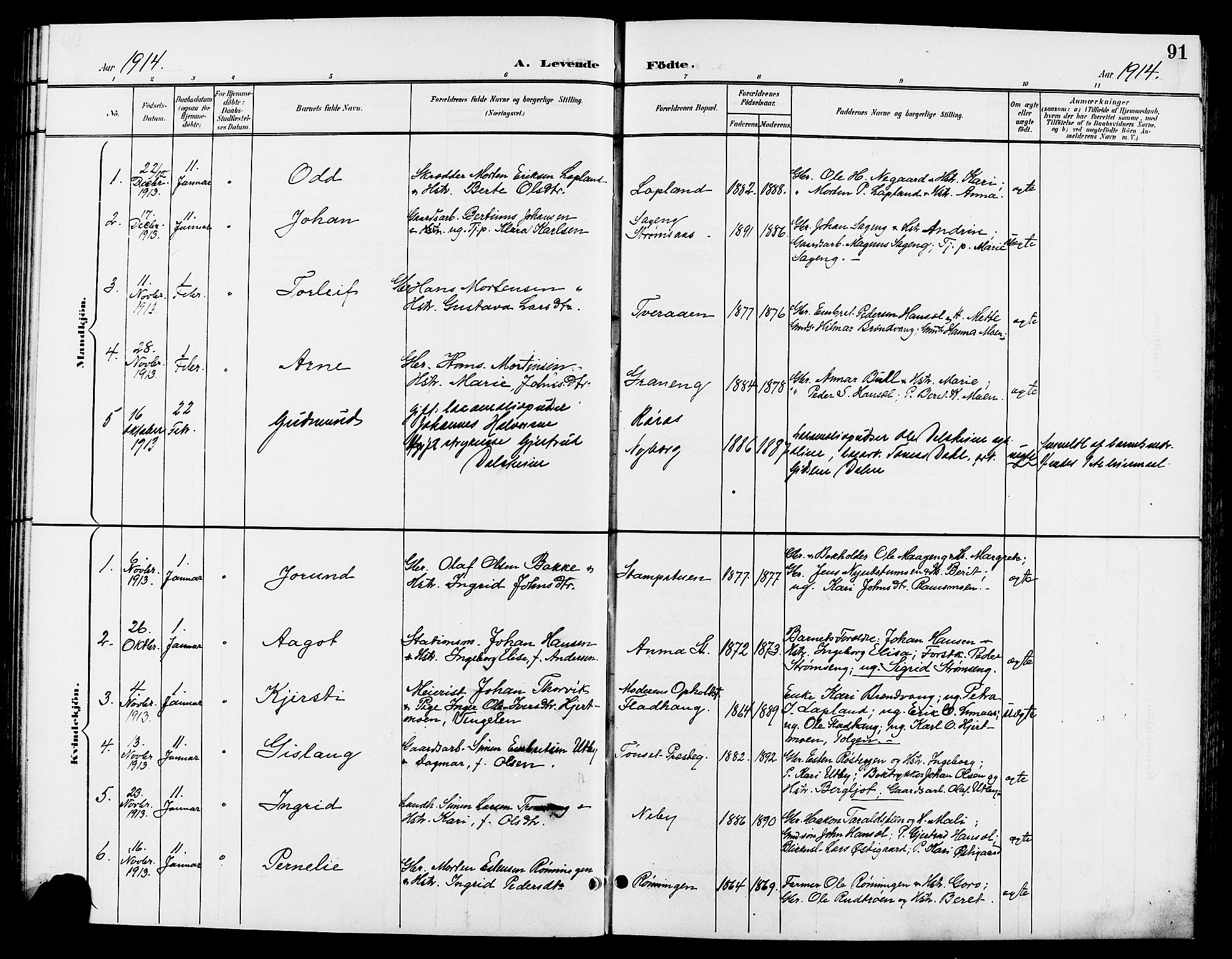 Tynset prestekontor, AV/SAH-PREST-058/H/Ha/Hab/L0009: Parish register (copy) no. 9, 1900-1914, p. 91