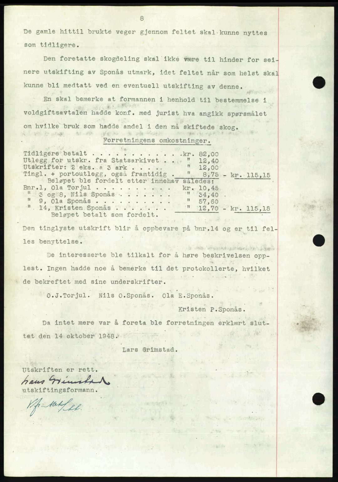 Nordmøre sorenskriveri, AV/SAT-A-4132/1/2/2Ca: Mortgage book no. A110, 1948-1949, Diary no: : 128/1949