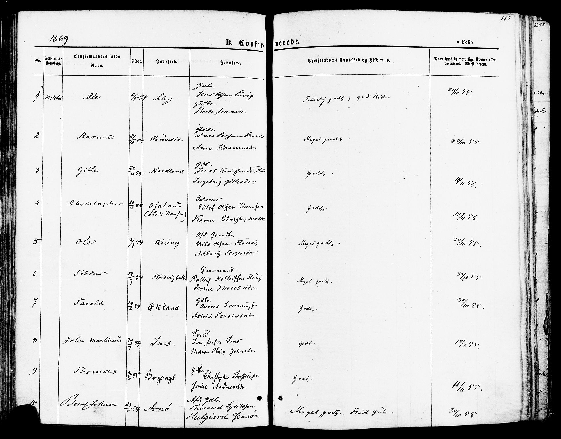 Høgsfjord sokneprestkontor, SAST/A-101624/H/Ha/Haa/L0002: Parish register (official) no. A 2, 1855-1885, p. 187