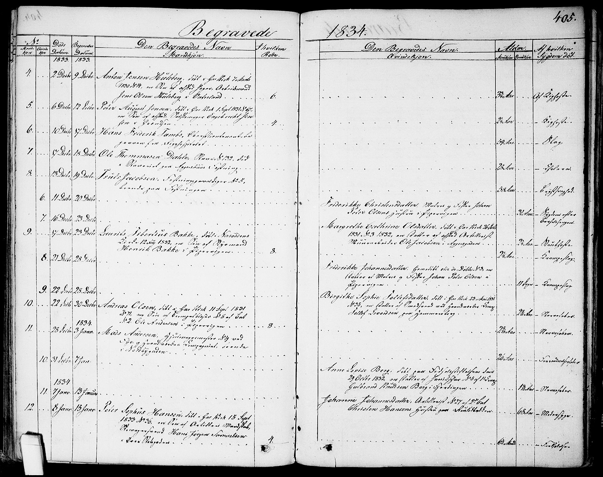 Garnisonsmenigheten Kirkebøker, AV/SAO-A-10846/G/Ga/L0004: Parish register (copy) no. 4, 1828-1840, p. 405