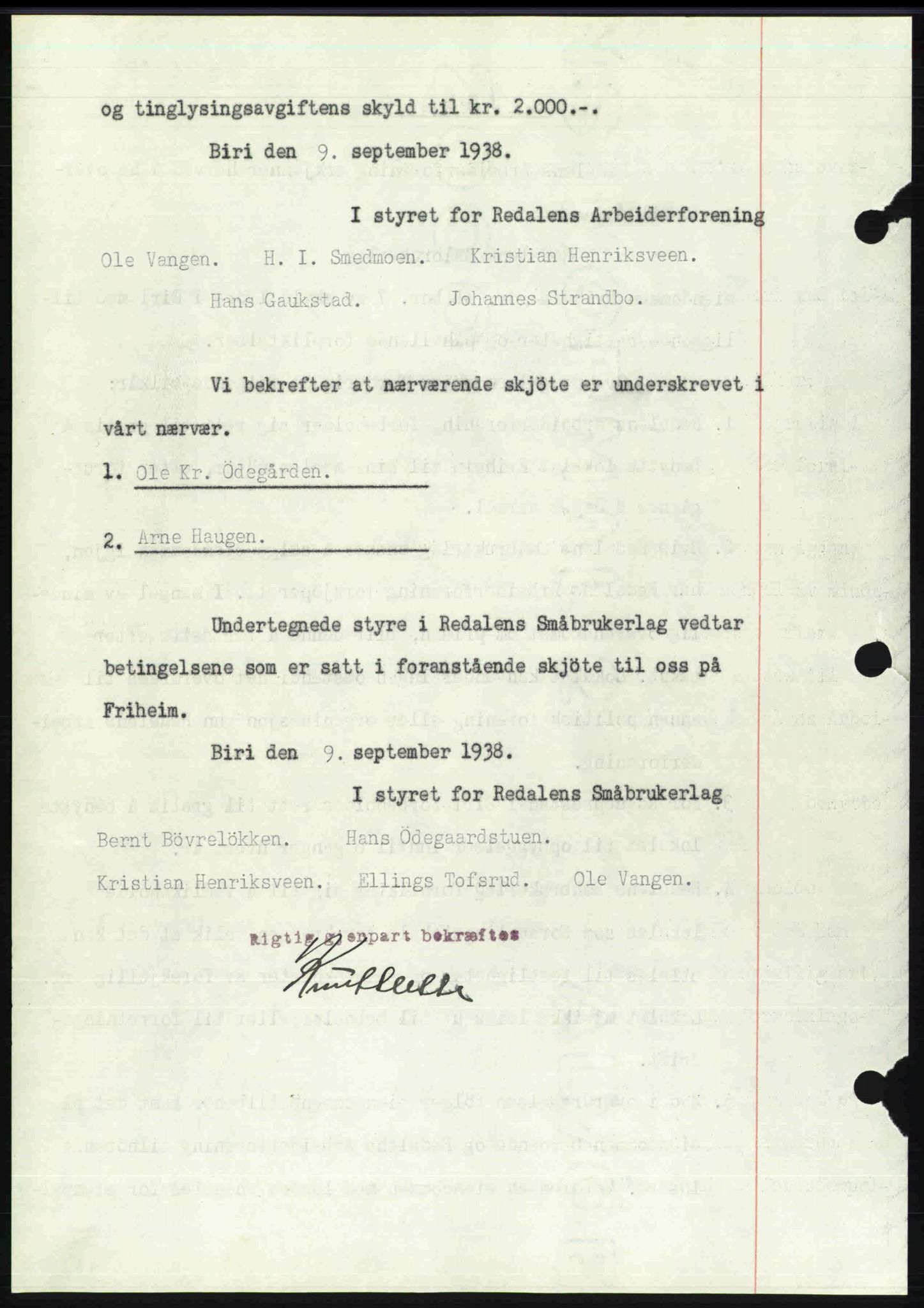 Toten tingrett, SAH/TING-006/H/Hb/Hbc/L0004: Mortgage book no. Hbc-04, 1938-1938, Diary no: : 1873/1938