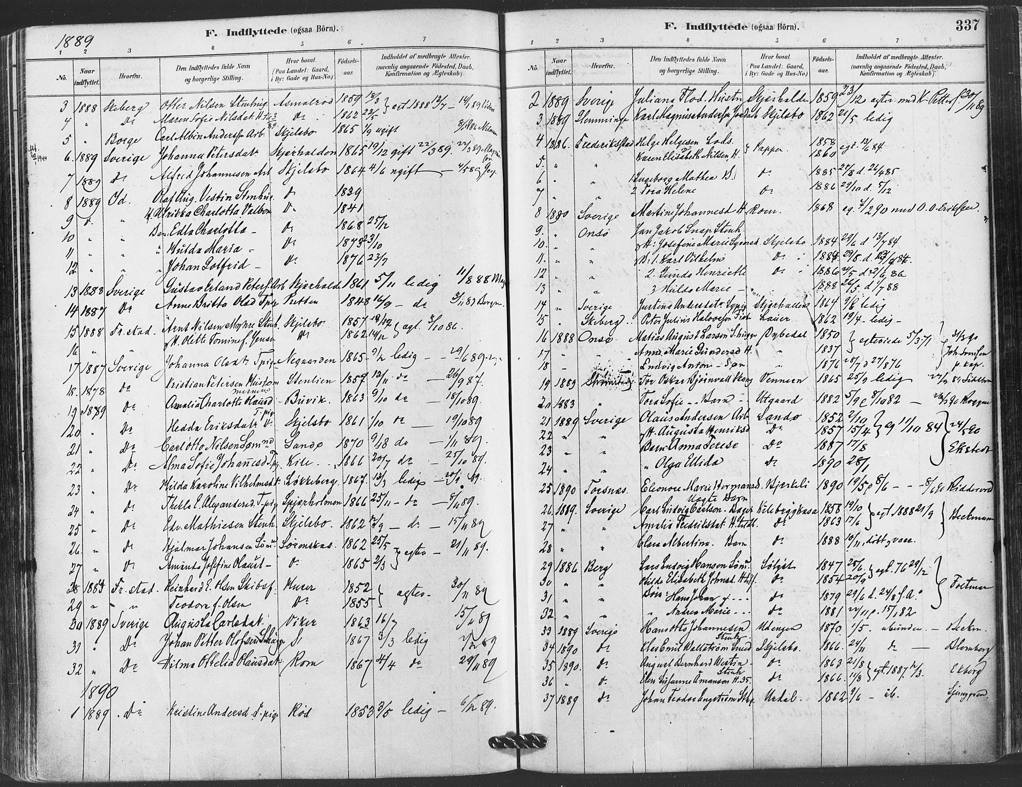 Hvaler prestekontor Kirkebøker, SAO/A-2001/F/Fa/L0008: Parish register (official) no. I 8, 1878-1895, p. 337