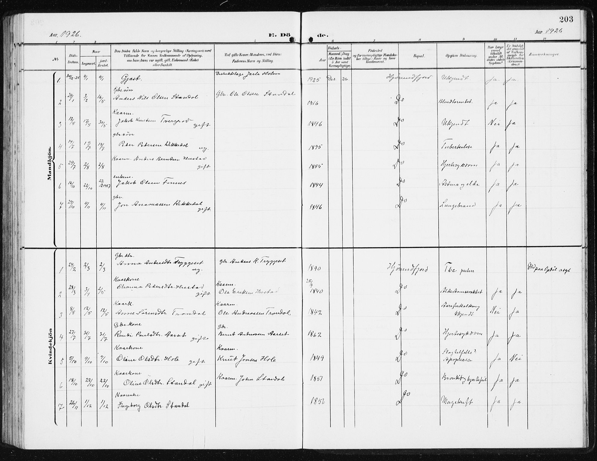 Ministerialprotokoller, klokkerbøker og fødselsregistre - Møre og Romsdal, SAT/A-1454/515/L0216: Parish register (copy) no. 515C03, 1906-1941, p. 203